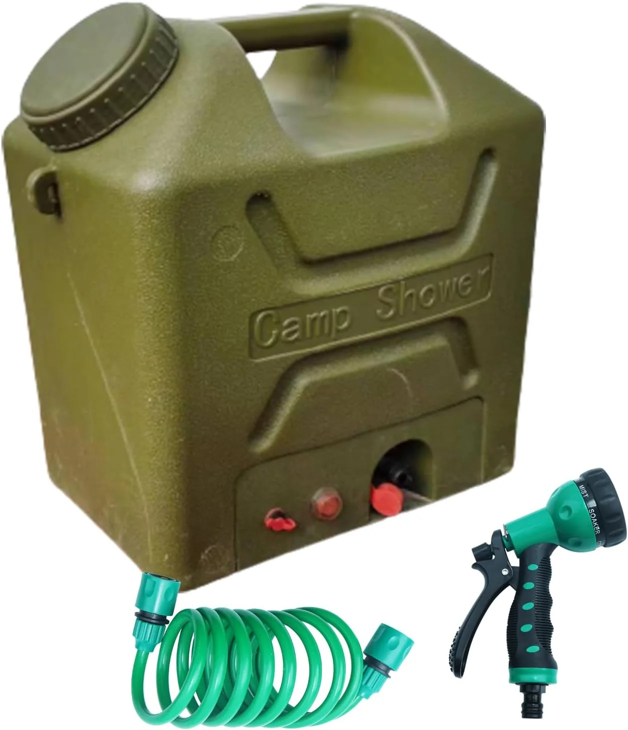 مخزن آب برقی GGEROU با شیر، دوش کمپینگ برقی پرفشار 5 گالن/20 لیتری با پمپ، مخازن آب اضطراری قابل حمل با سر دوش، مخزن ذخیره آب بدون BPA