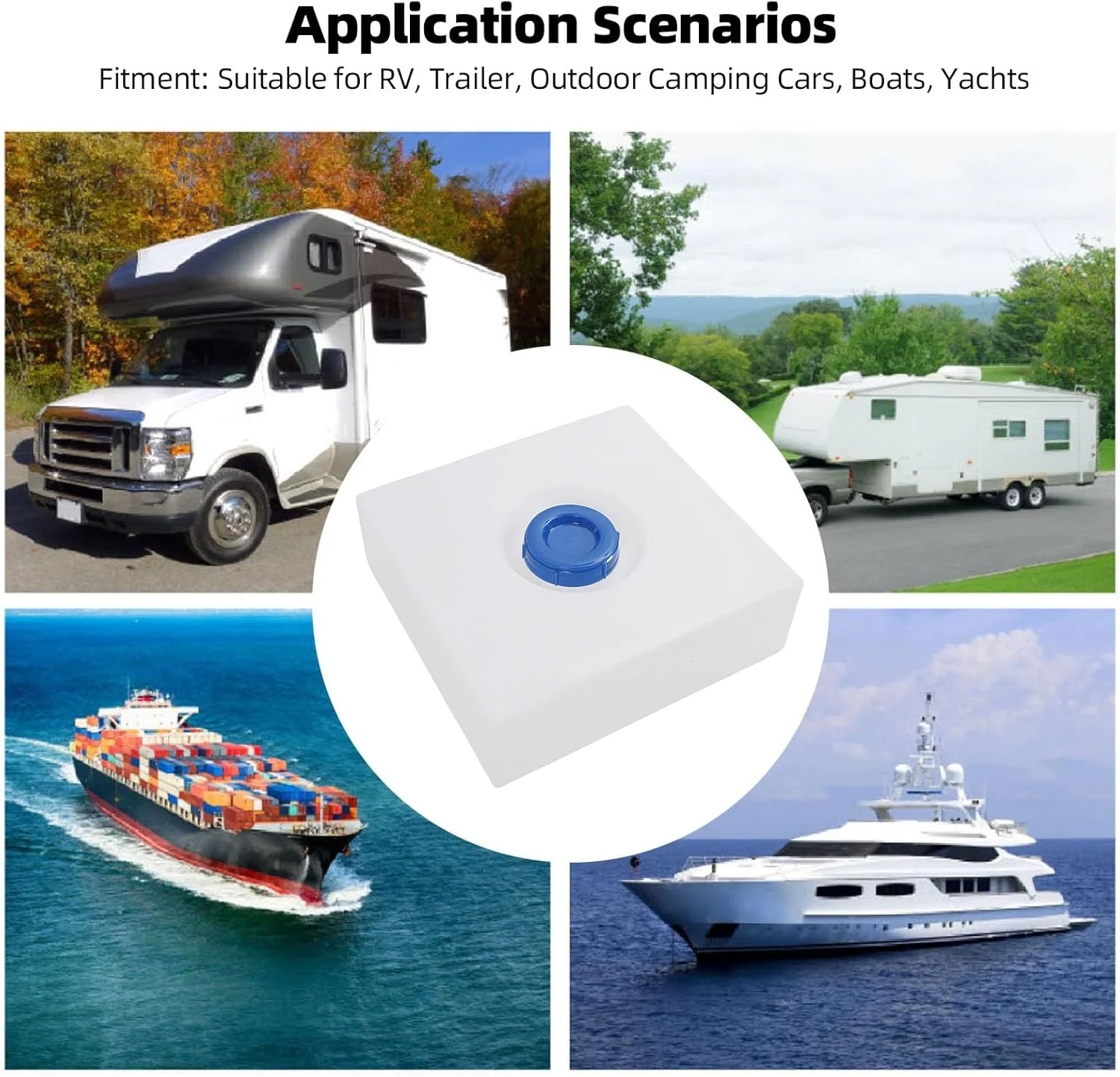 مخزن آب RV، مخزن آب 14 گالنی RV، 57.5x54.5x19 سانتی متر، جنس LLDPE، طراحی بدون درز، مخازن نگهداری آب RV برای RV، تریلر، قایق، قایق تفریحی