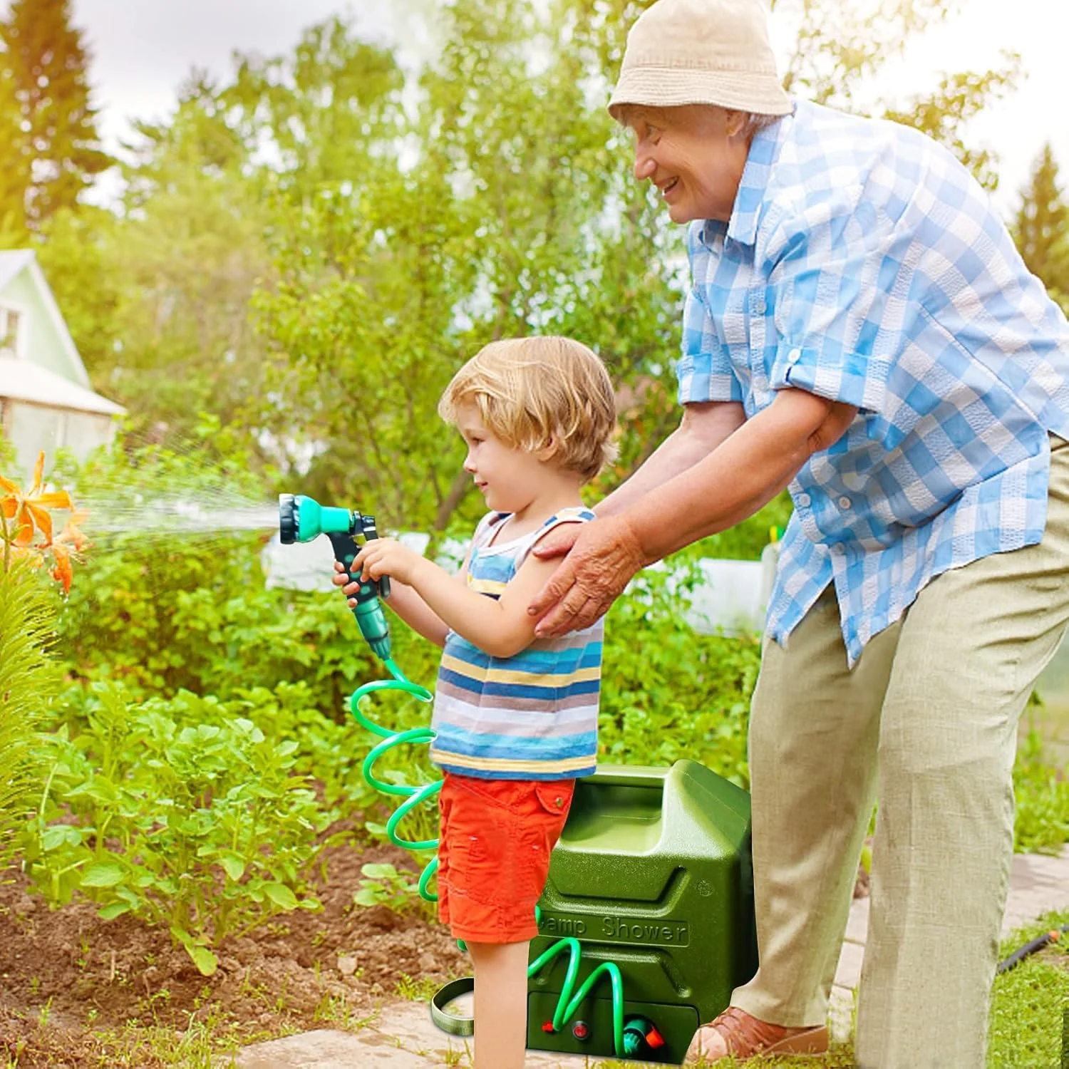 مخزن آب برقی GGEROU با شیر، دوش کمپینگ برقی پرفشار 5 گالن/20 لیتری با پمپ، مخازن آب اضطراری قابل حمل با سر دوش، مخزن ذخیره آب بدون BPA مخزن آب برقی GGEROU با شیر، دوش کمپینگ برقی پرفشار 5 گالن/20 لیتری با پمپ، مخازن آب اضطراری قابل حمل با سر دوش، مخزن ذخیره آب بدون BPA