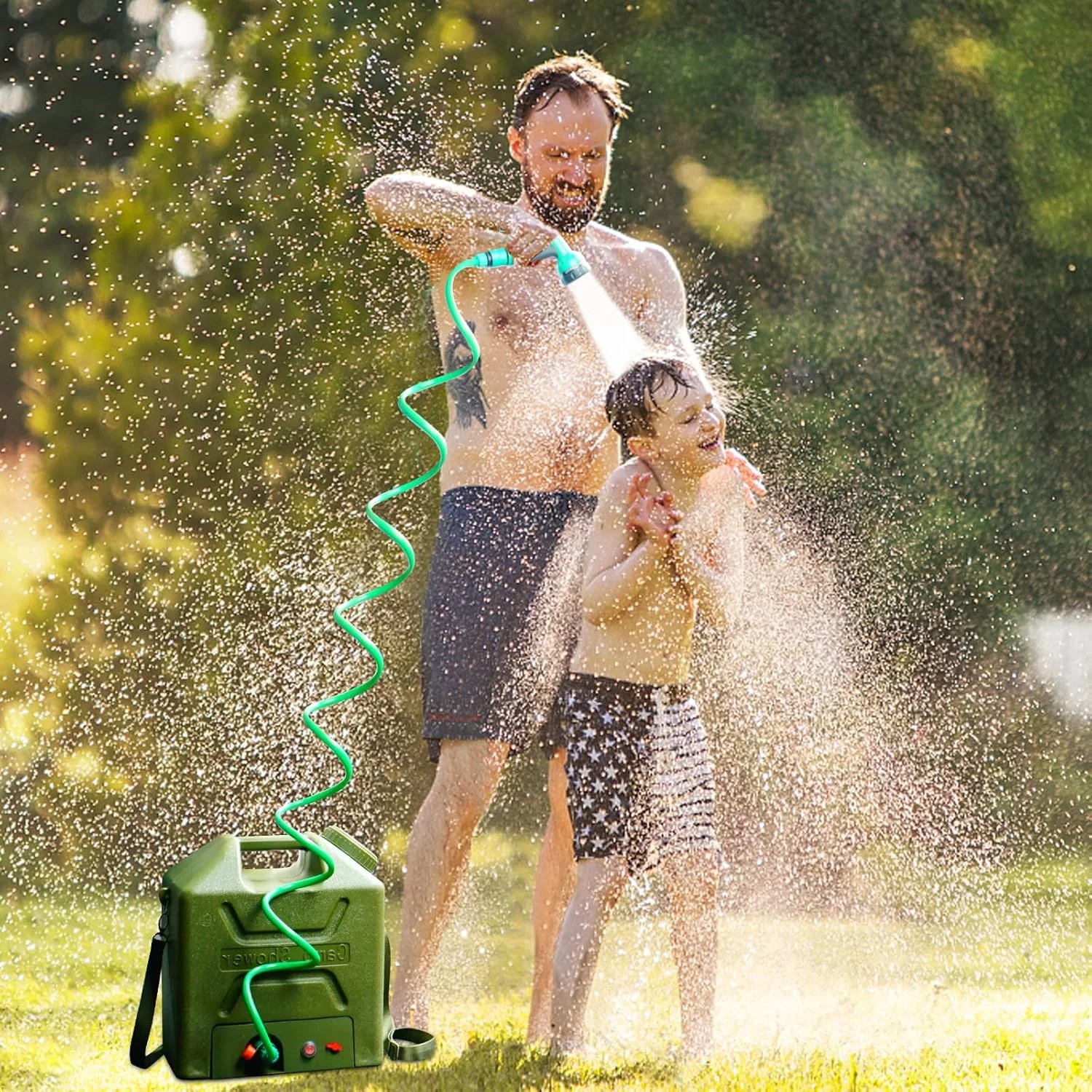 مخزن آب برقی GGEROU با شیر، دوش کمپینگ برقی پرفشار 5 گالن/20 لیتری با پمپ، مخازن آب اضطراری قابل حمل با سر دوش، مخزن ذخیره آب بدون BPA مخزن آب برقی GGEROU با شیر، دوش کمپینگ برقی پرفشار 5 گالن/20 لیتری با پمپ، مخازن آب اضطراری قابل حمل با سر دوش، مخزن ذخیره آب بدون BPA