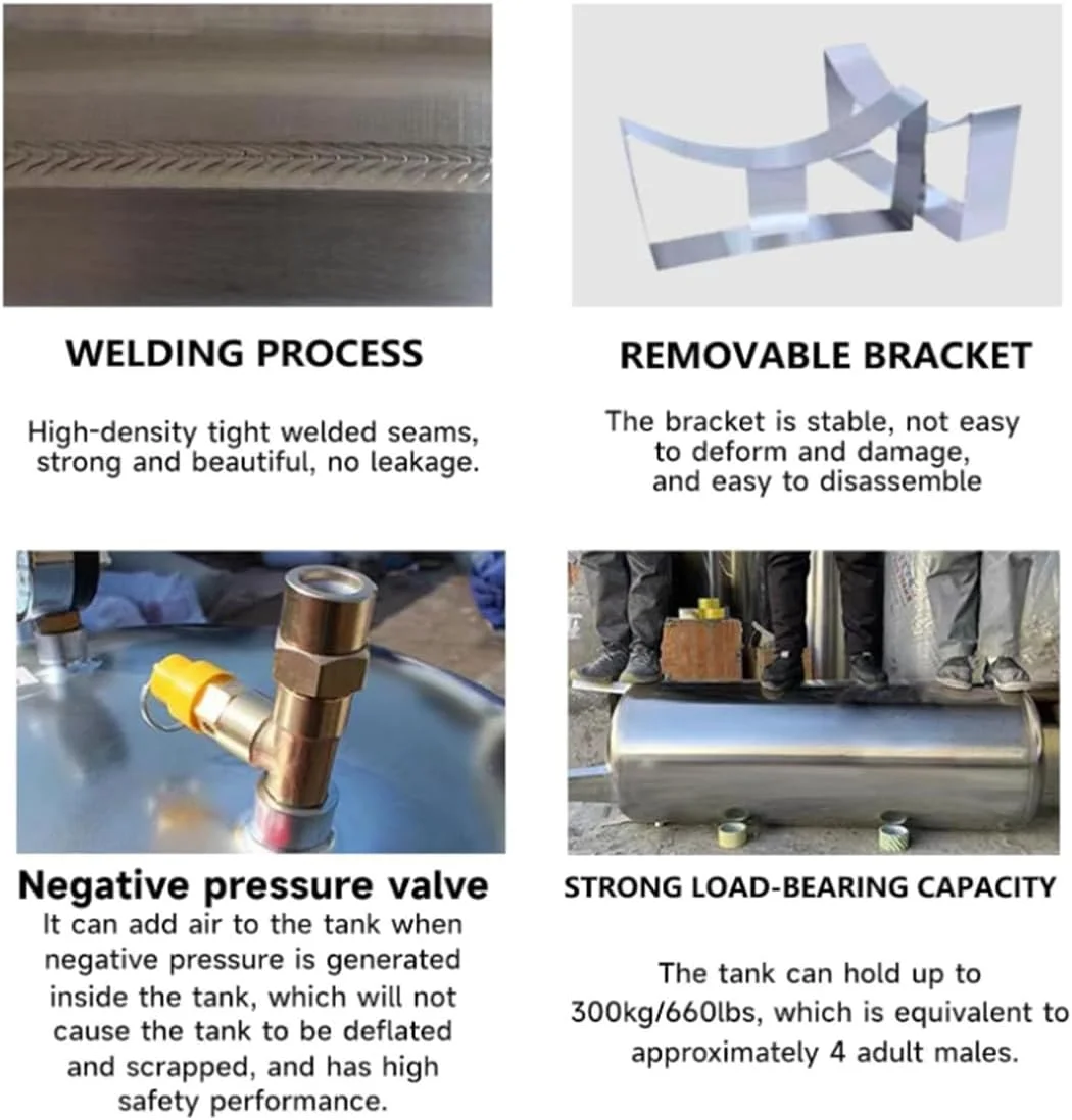 مخزن تحت فشار افقی برای پمپ چاه آب - راه حل ذخیره آب استیل ضد زنگ با کیت نصب، ایده آل برای افزایش فشار آب خانگی