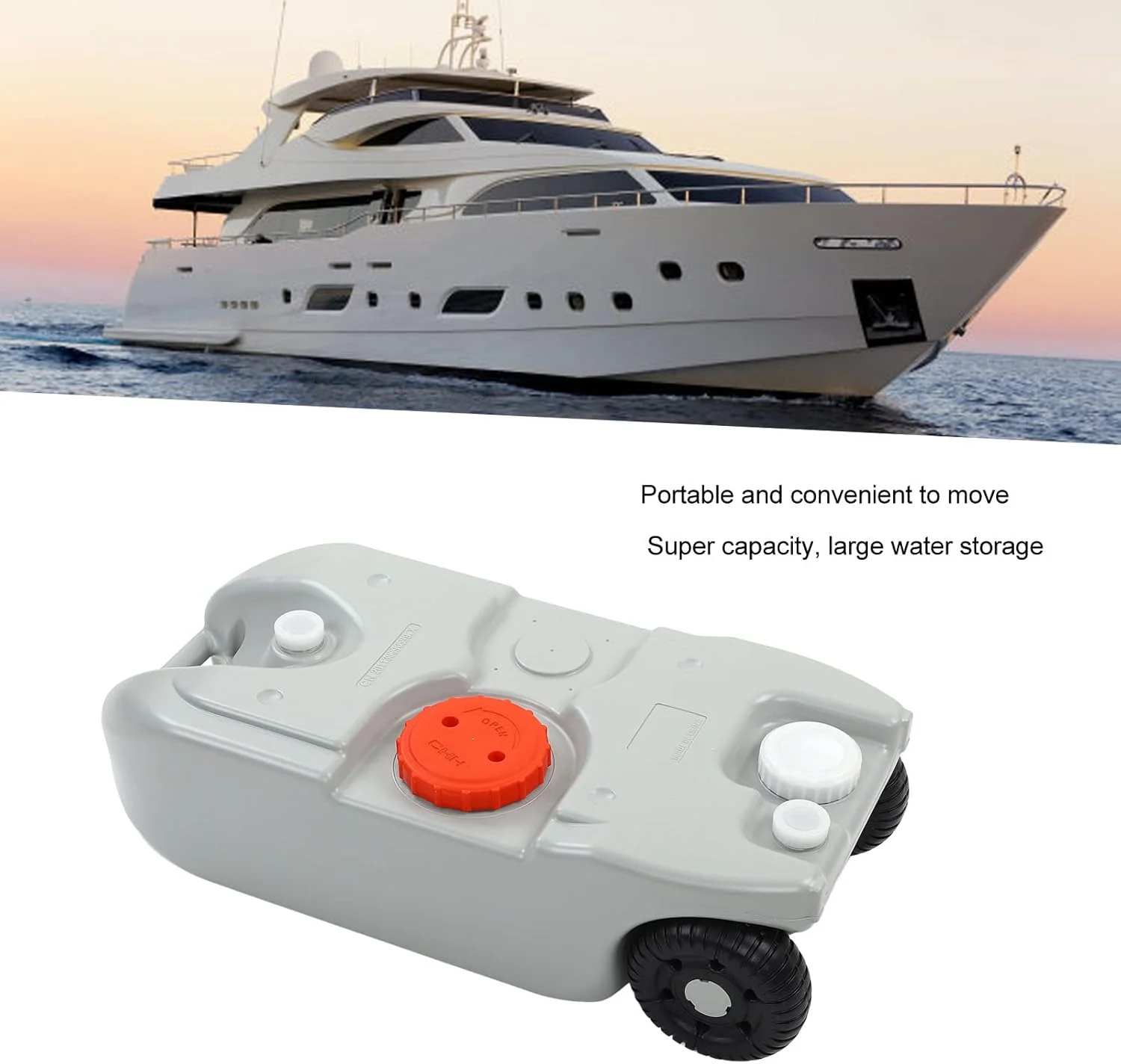 مخزن آب قابل حمل با ظرفیت بالا برای خودروهای تفریحی، مخزن آب 40 لیتری با 2 قرقره متحرک، استفاده آسان، مناسب برای خودروهای تفریحی، قایق ها، و قایق های تفریحی