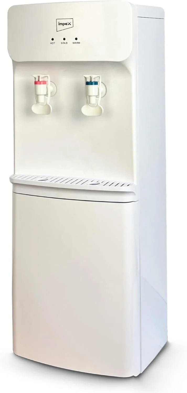 آبسردکن و گرم‌کن ایمپکس | دارای 2 شیر | مخزن استیل ضد زنگ | کابینت ذخیره سازی | مخزن خنک کننده 2.1 لیتری | مخزن جوش 0.8 لیتری | توان گرمایشی 550 وات | خنک کننده کمپرسوری | چراغ نشانگر