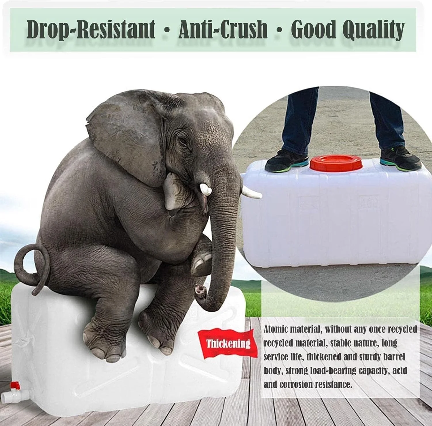 مخزن آب پلاستیکی ضخیم IJHGH با ظرفیت 25/50/100/150/200/300 لیتر، مخزن آب، بشکه آب اضطراری با شیر، مخزن آب اضطراری برای پیاده روی در فضای باز در شرایط طوفانی