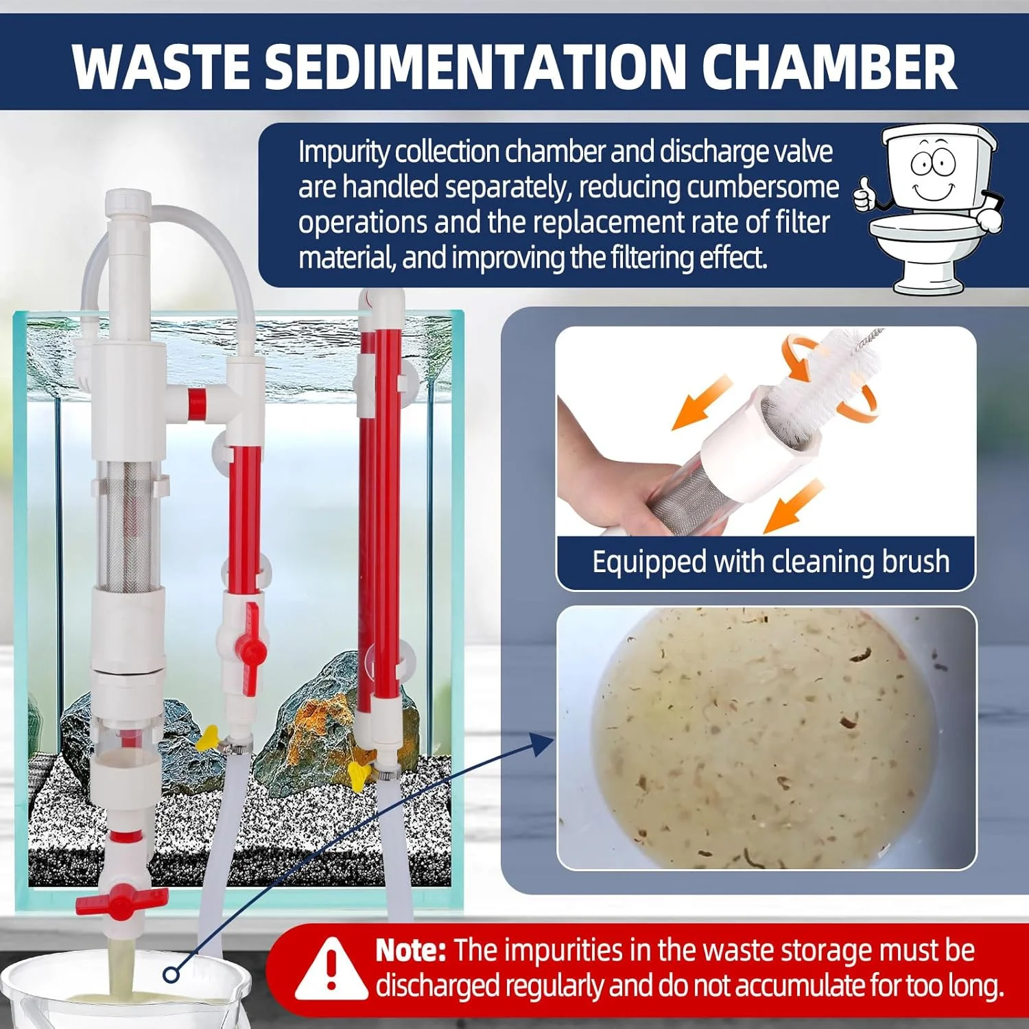 فیلتر سرریز آکواریوم هایگر با جداکننده جمع آوری ضایعات، لوازم جانبی فیلتر آویزان خارجی، سیستم فیلتراسیون سیفون تانک ماهی برای تانک های آب شیرین و شور با ارتفاع بیشتر از 38 سانتی متر