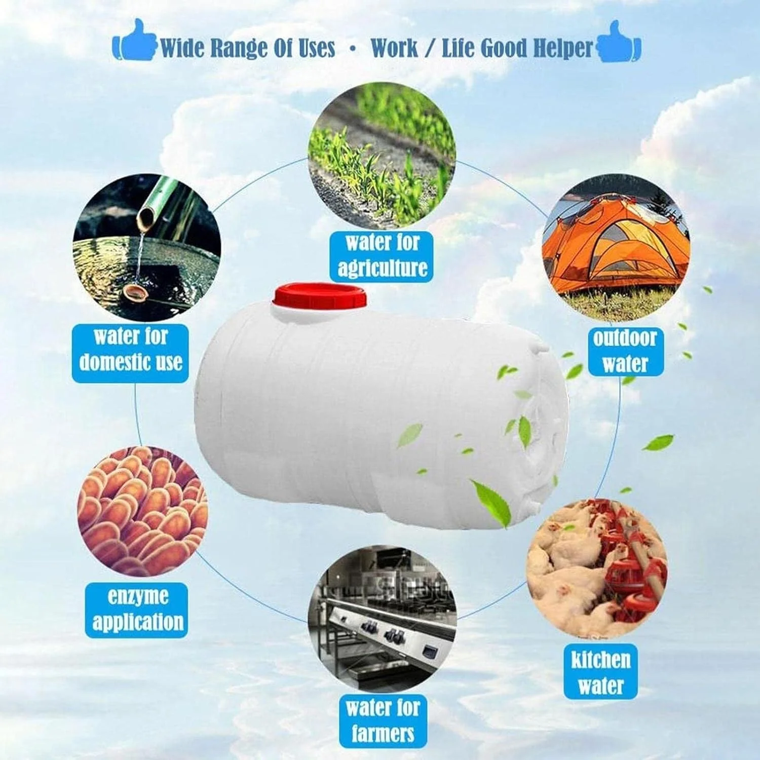 مخزن آب پلاستیکی ضخیم IJHGH با ظرفیت 25/50/100/150/200/300 لیتر، مخزن آب، بشکه آب اضطراری با شیر، مخزن آب اضطراری برای پیاده روی در فضای باز در شرایط طوفانی