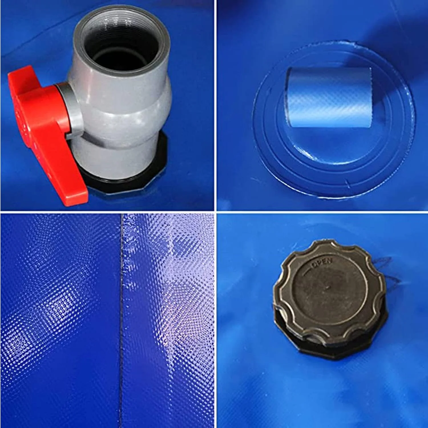 مخزن کیسه ای ذخیره آب JIONET، مخزن آب تاشو PVC سبک وزن با شیر برای مقاوم در برابر خشکسالی، آتش نشانی (رنگ: آبی، اندازه: 350 لیتر)