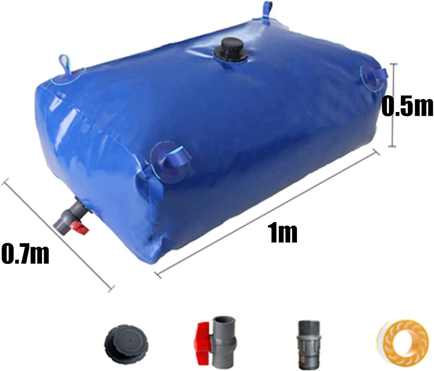 مخزن کیسه ای ذخیره آب JIONET، مخزن آب تاشو PVC سبک وزن با شیر برای مقاوم در برابر خشکسالی، آتش نشانی (رنگ: آبی، اندازه: 350 لیتر)