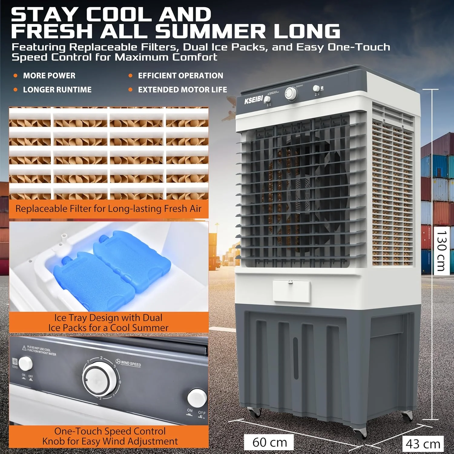 جعبه ابزار چرخ دار 7 کشویی KSEIBI، سیستم قفل و چرخ های گردان - جعبه ابزار سنگین، کابینت فلزی با چرخ برای گاراژ، کارگاه یا سازماندهی خانه (پایه)