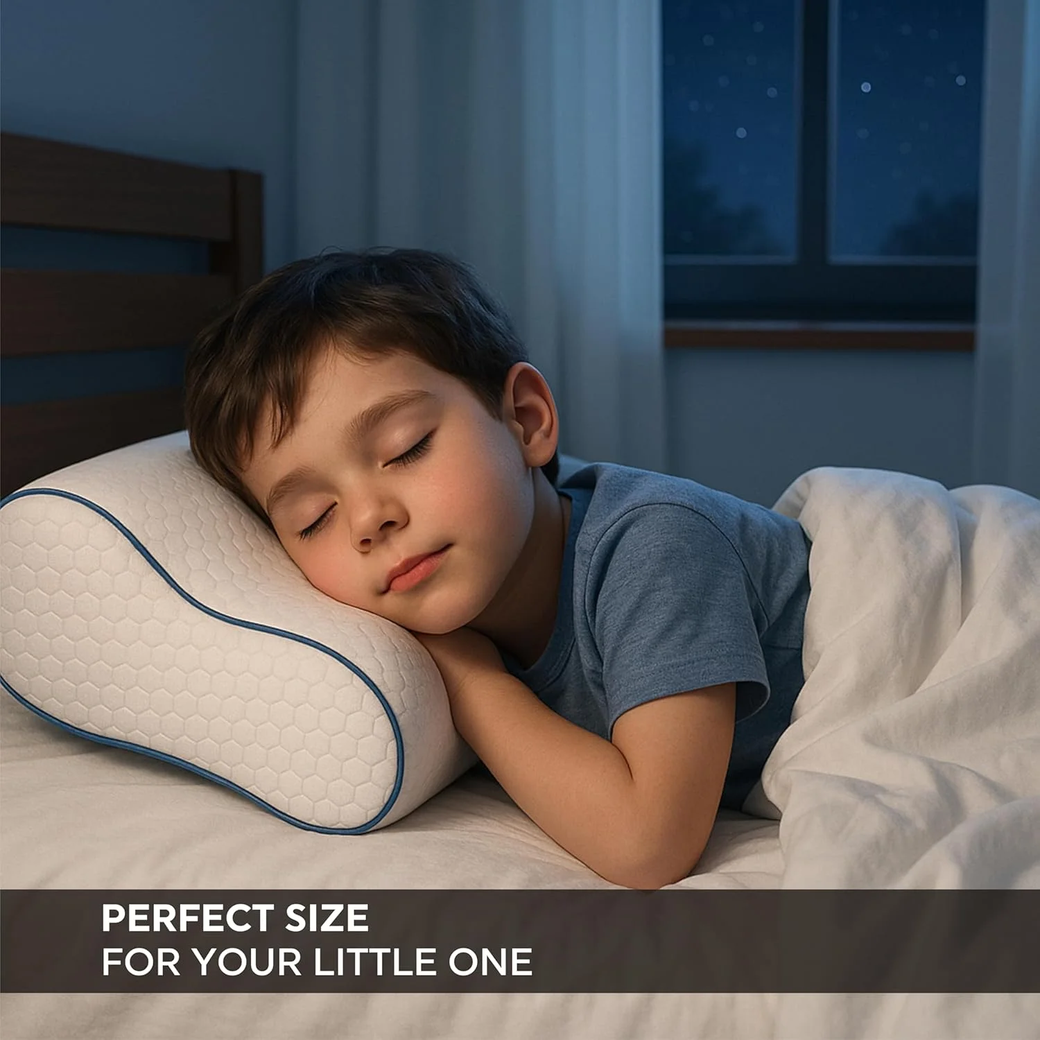 بالش مموری فوم تخت خواب، بالش ارتوپدی برای پشتیبانی از گردن، سایز 50 در 30 سانتی متر، تسکین درد شانه و گردن، مناسب برای کودکان، روکش بالش خنک کننده