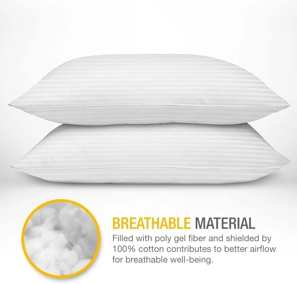 دو عدد بالش الیاف پلی استر برای خواب - بالش های فوق العاده نرم و تنفسی جایگزین پر - بالش های مجموعه لوکس هتلی برای خوابندگان به پشت، شکم یا پهلو (50X75) (جفت)