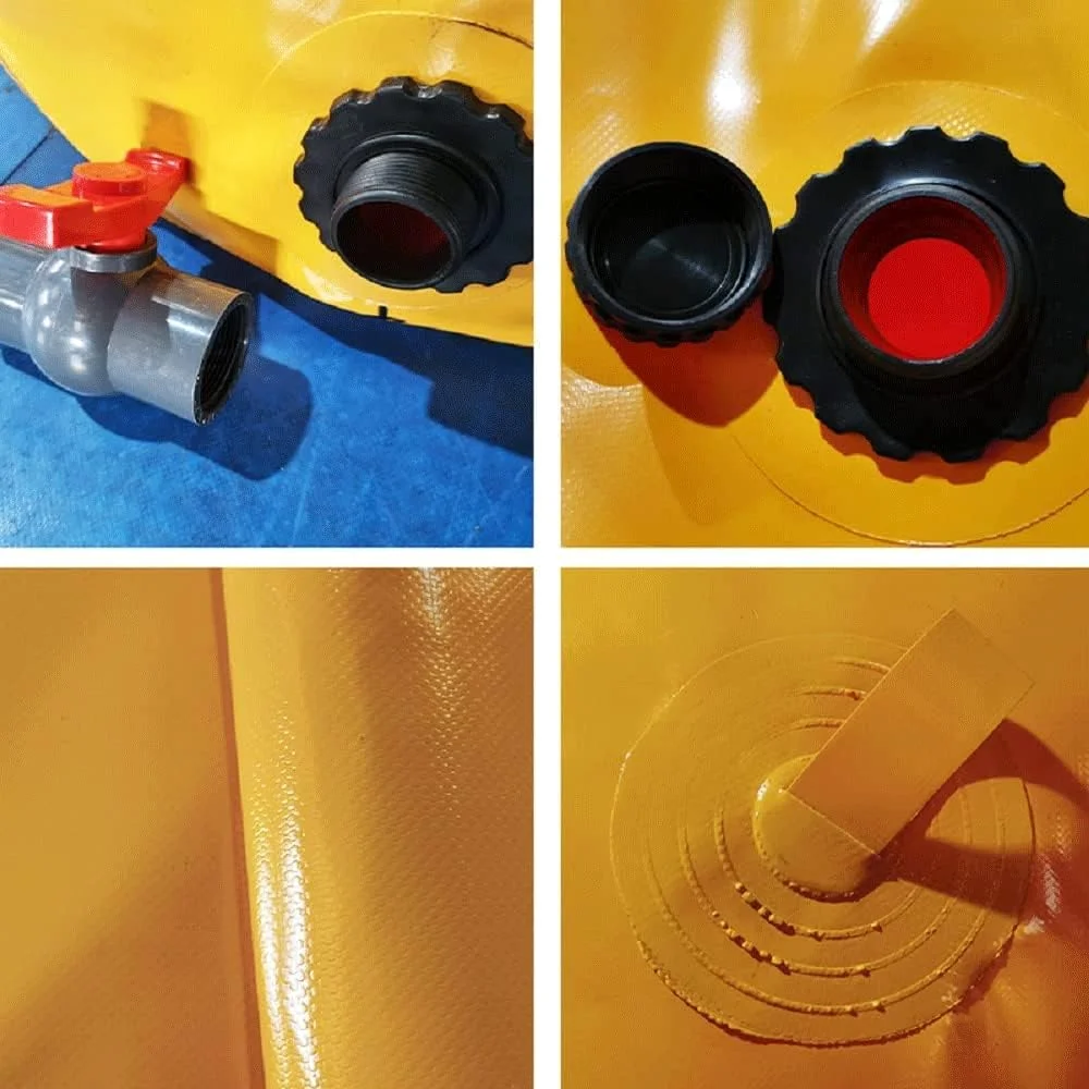 مخزن تاشو و سبک نگهداری آب مکسپو با شیر زرد استوانه ای، کیسه کشاورزی با ظرفیت بالا، کیسه آب نرم متحرک مقاوم در برابر خشکی