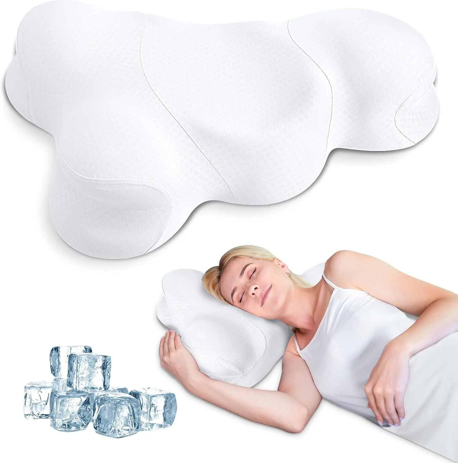 بالش گردنی SAHEYER، بالش مموری فوم، بالش ارگونومیک ابر شکل و بالش ارتوپدی، بالش خنک کننده برای خوابیدن به پهلو، پشت و شکم بالش گردنی SAHEYER، بالش مموری فوم، بالش ارگونومیک ابر شکل و بالش ارتوپدی، بالش خنک کننده برای خوابیدن به پهلو، پشت و شکم