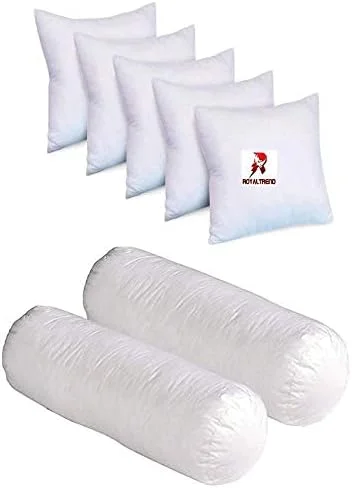 ست دیوان میکروفایبر جدید شامل 5 کوسن (40x40 سانتی‌متر) و 2 بالش استوانه‌ای (40x86 سانتی‌متر) مناسب برای تخت/مبل (سفید)
