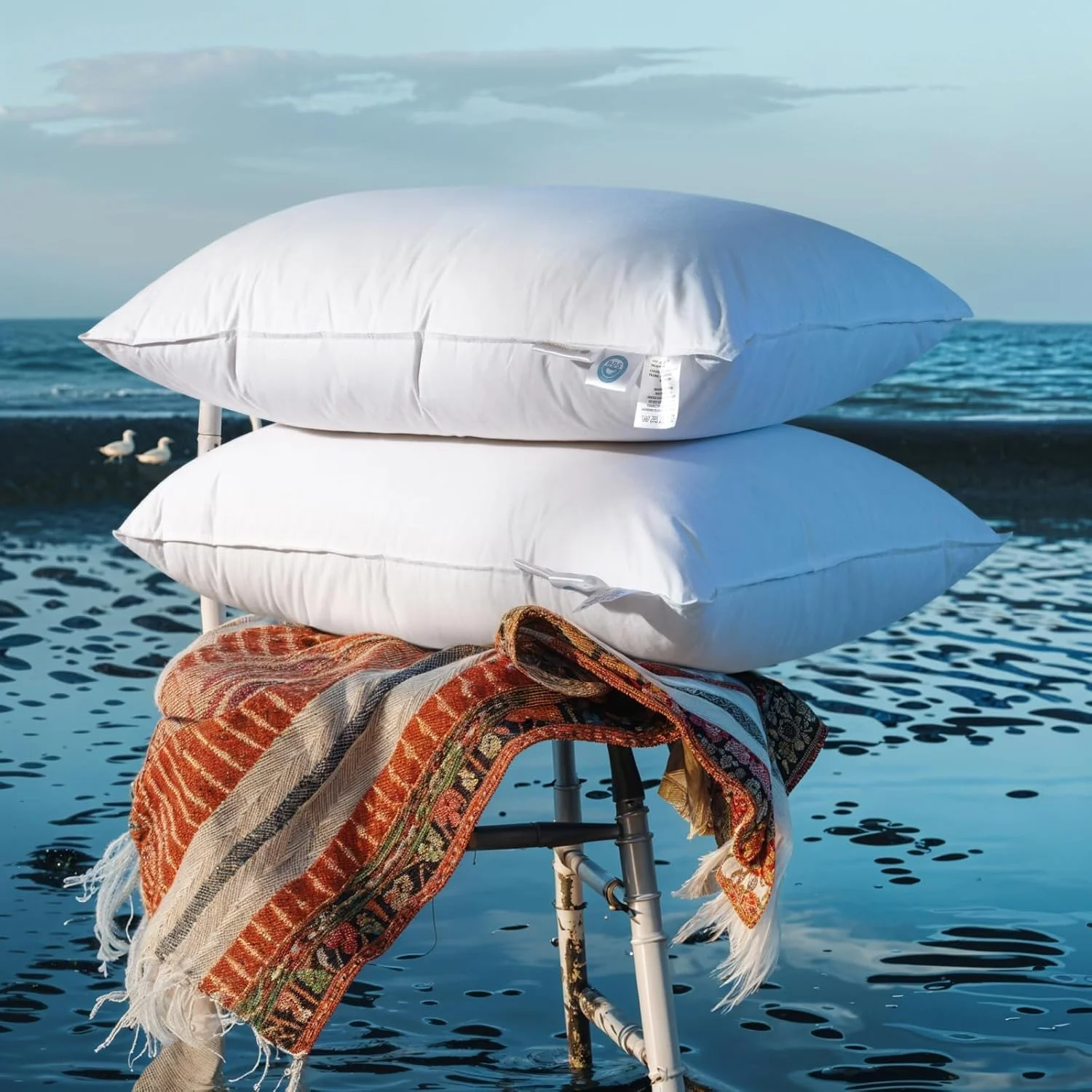 بالش پر غاز کانادایی Shilucheng سایز کوئین، مجموعه 2 عددی، قدرت پرکردن بالای 900، بالش مناسب خواب پهلو برای تسکین درد گردن، روکش 100% پنبه با تراکم بافت 600، بالش های با کیفیت هتلی (سفید، 50 در 76 سانتیمتر)