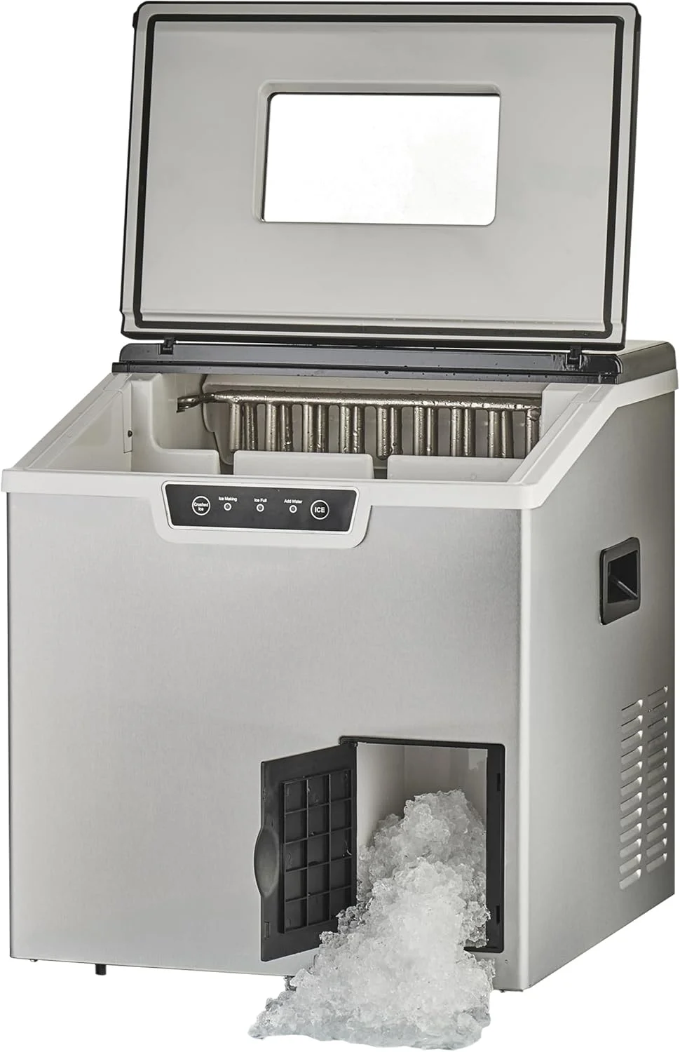 دستگاه یخ ساز نوبل استیل با ظرفیت تولید 20-30 کیلوگرم یخ در 24 ساعت، ظرفیت محفظه یخ 1.8 کیلوگرم، مخزن آب 3 لیتری، یخ های گلوله ای شکل و نشانگر LED مدل NIM30