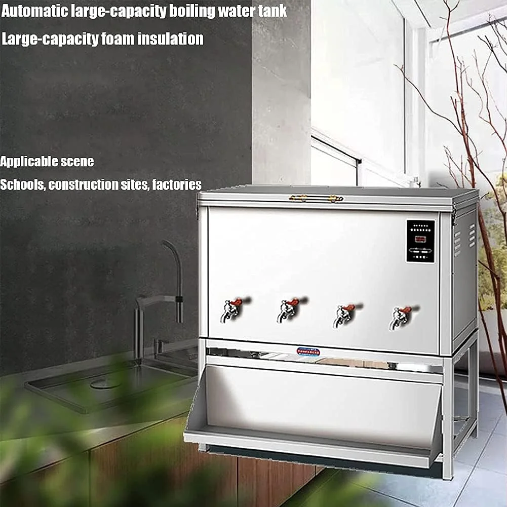 دستگاه آب جوش تجاری با ظرفیت بالا، دستگاه آبسردکن برقی اتوماتیک با صفحه نمایش دیجیتال 3 شیر و مخزن آب افقی استیل