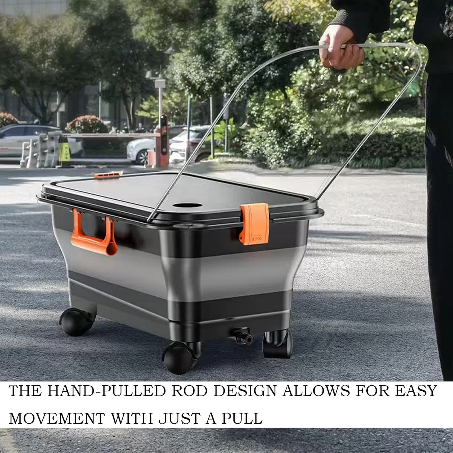 مخزن آب کارواش سیار - مخزن ذخیره آب قابل حمل 22 لیتری - مخزن تاشو با چرخ های چرخشی 360 درجه برای باغبانی، فضای باز خانوادگی، حیاط و باغ