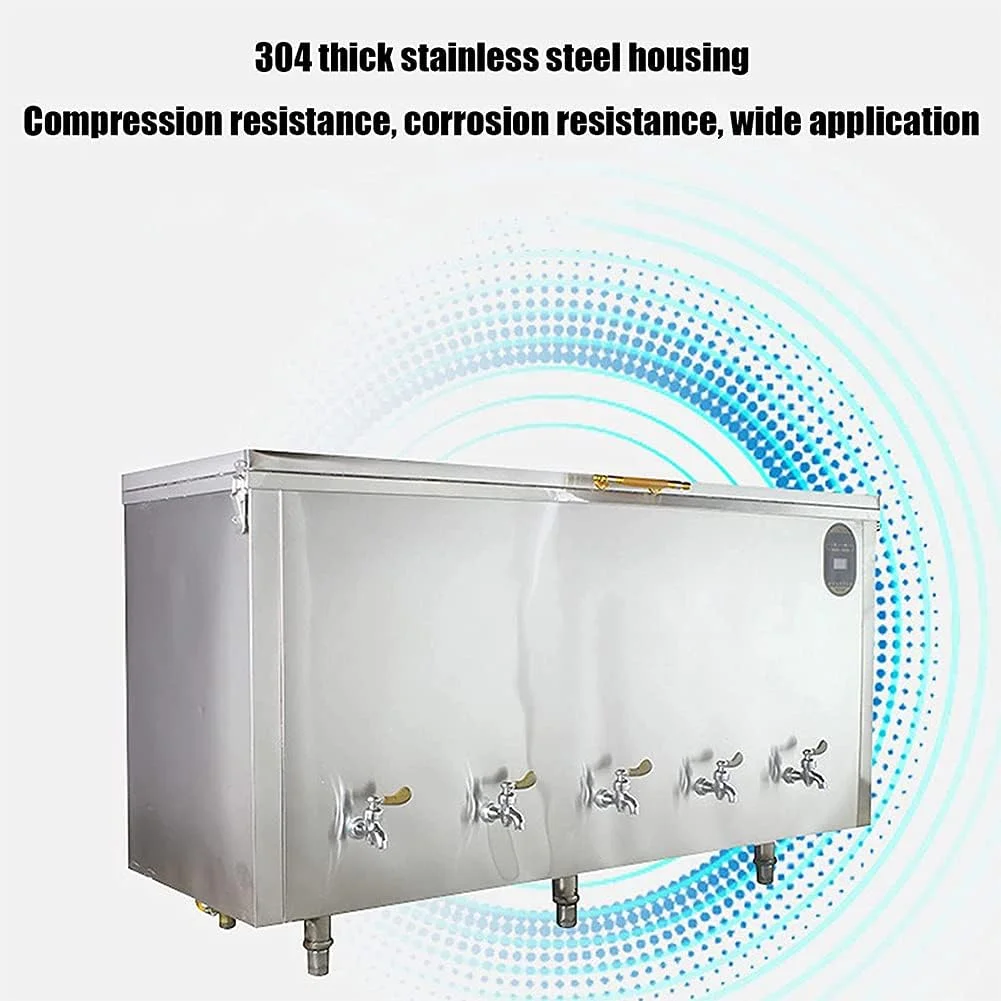 دستگاه آب جوش تجاری با ظرفیت بالا، دستگاه آبسردکن برقی اتوماتیک با صفحه نمایش دیجیتال 3 شیر و مخزن آب افقی استیل