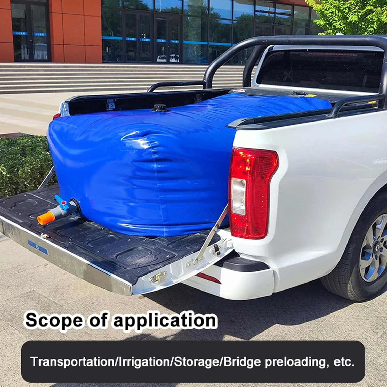 مخزن آب تاشو نرم PVC با ظرفیت بزرگ مناسب فضای باز، کیسه آب قابل حمل اضطراری، مخزن انعطاف پذیر ذخیره آب با شیر قطع و وصل، 500 لیتر