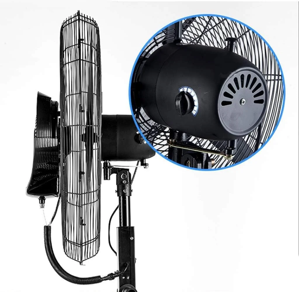پنکه مه پاش فضای باز، پنکه مه پاش سنگین، 3 سرعت خنک کننده، با نوسان 90 درجه، مخزن آب 41 لیتری، برای استفاده صنعتی، تجاری در فضای باز، داخلی، باغ، انبار و کارخانه (26 اینچ)