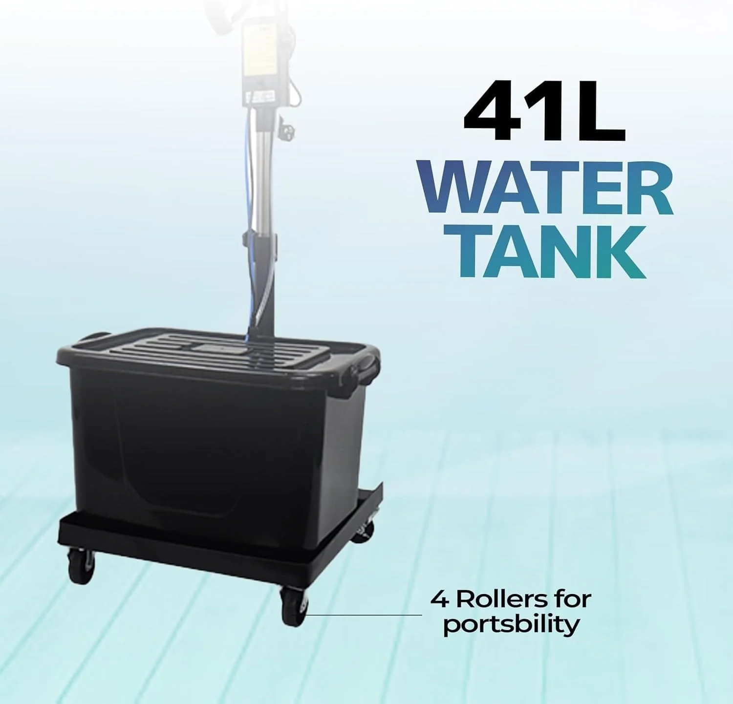 پنکه مه پاش فضای باز، پنکه مه پاش سنگین، 3 سرعت خنک کننده، با نوسان 90 درجه، مخزن آب 41 لیتری، برای استفاده صنعتی، تجاری در فضای باز، داخلی، باغ، انبار و کارخانه (26 اینچ)