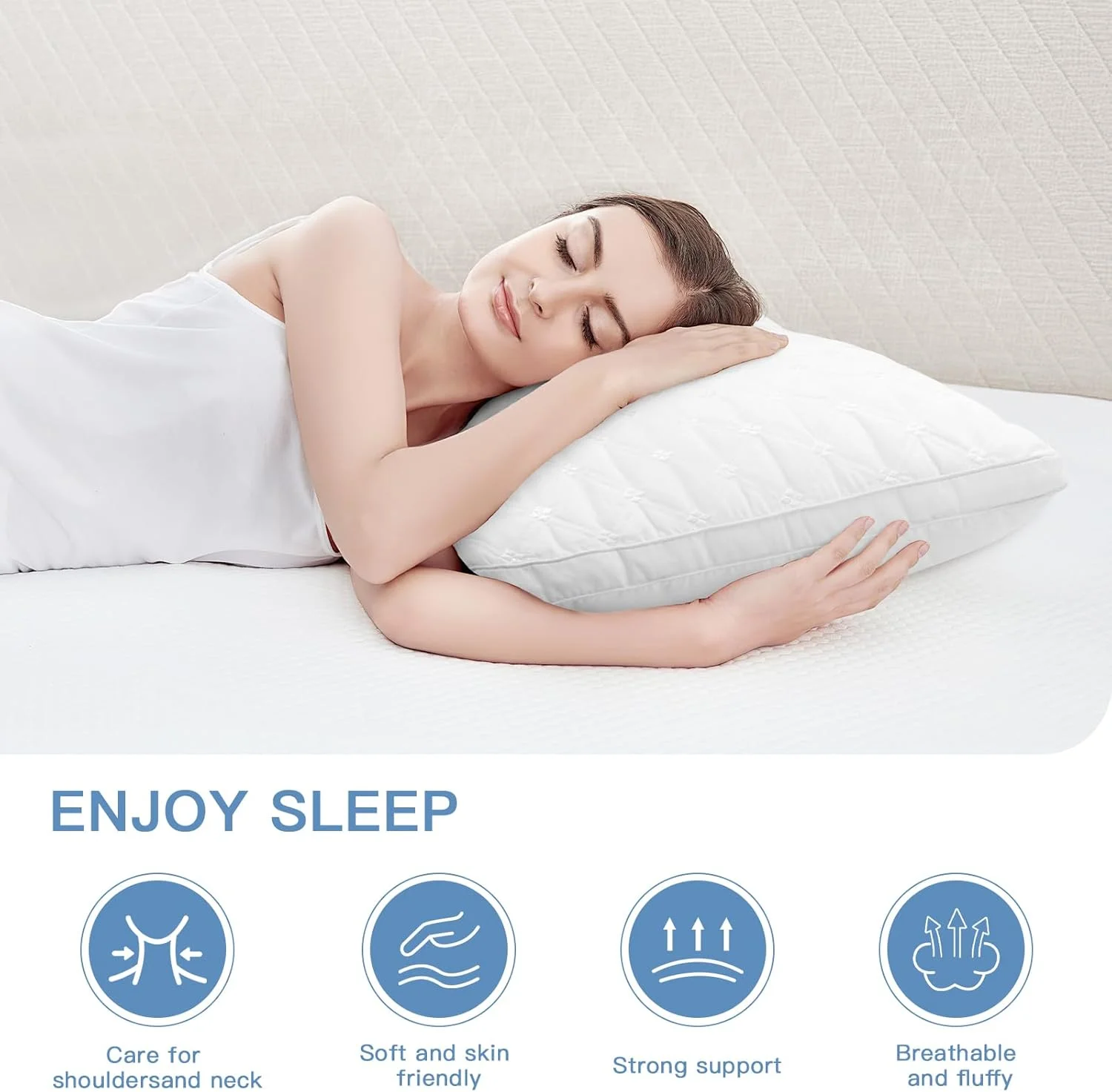 ست بالش برای خواب، بالش هتلی مخدات نوم مخدة وسادة نوم سایز کوئین (50×75 سانتی متر) کیفیت خنک کننده برای خوابیدن به پشت، شکم یا پهلو