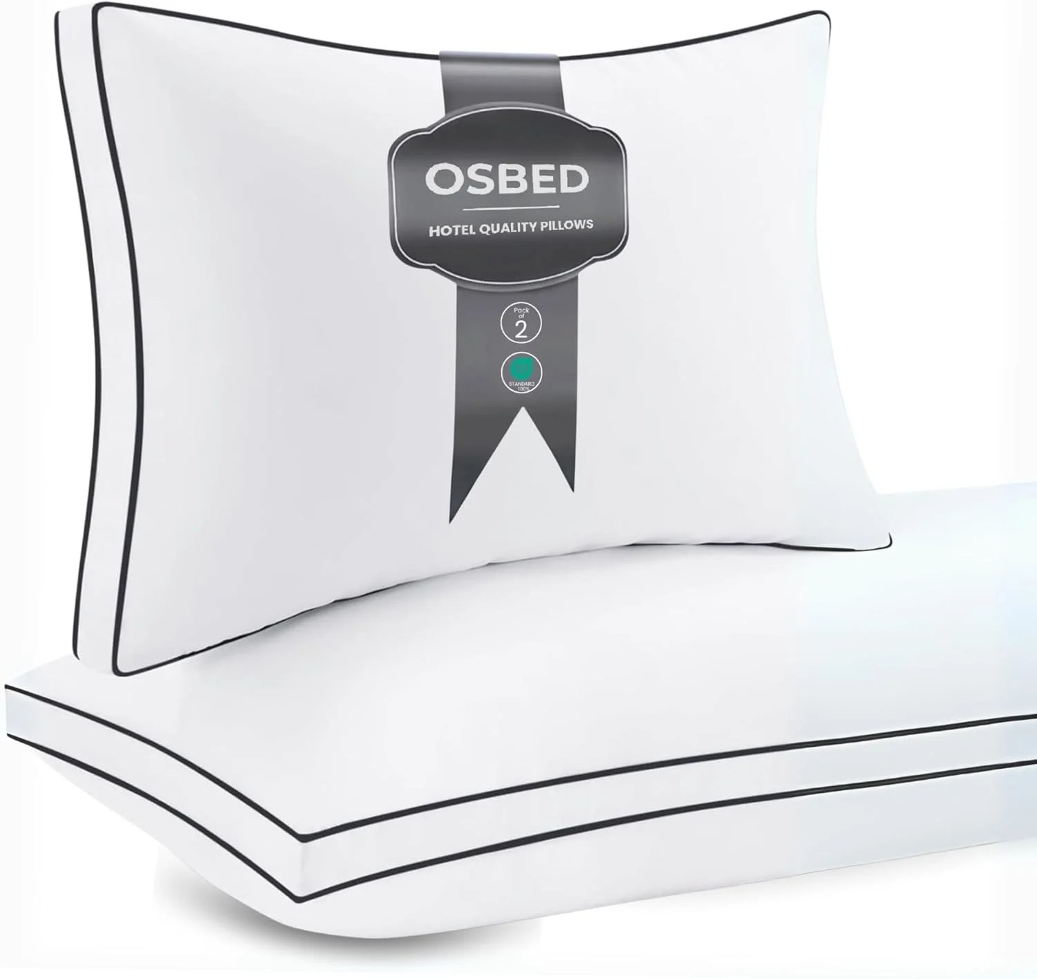 بالش های تخت خواب با کیفیت هتلی | بالش های خنک کننده با میکروفیبر نرم و پشتیبان برای خوابندگان شکم و پهلو، درد گردن و شانه، بسته 2 عددی بالش لبه دار برای خوابیدن به پشت - استاندارد (50 در 66 سانتی متر)