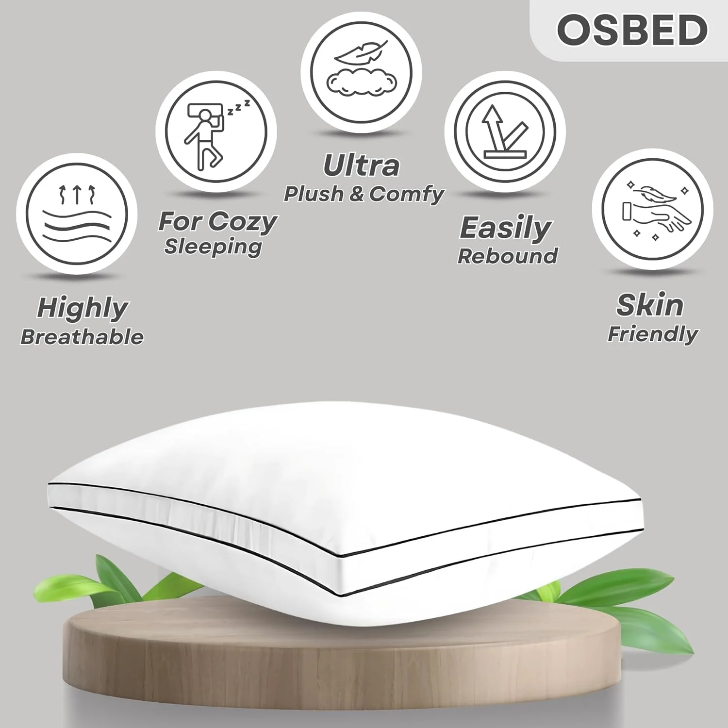 بالش های تخت خواب با کیفیت هتلی | بالش های خنک کننده با میکروفیبر نرم و پشتیبان برای خوابندگان شکم و پهلو، درد گردن و شانه، بسته 2 عددی بالش لبه دار برای خوابیدن به پشت - استاندارد (50 در 66 سانتی متر)