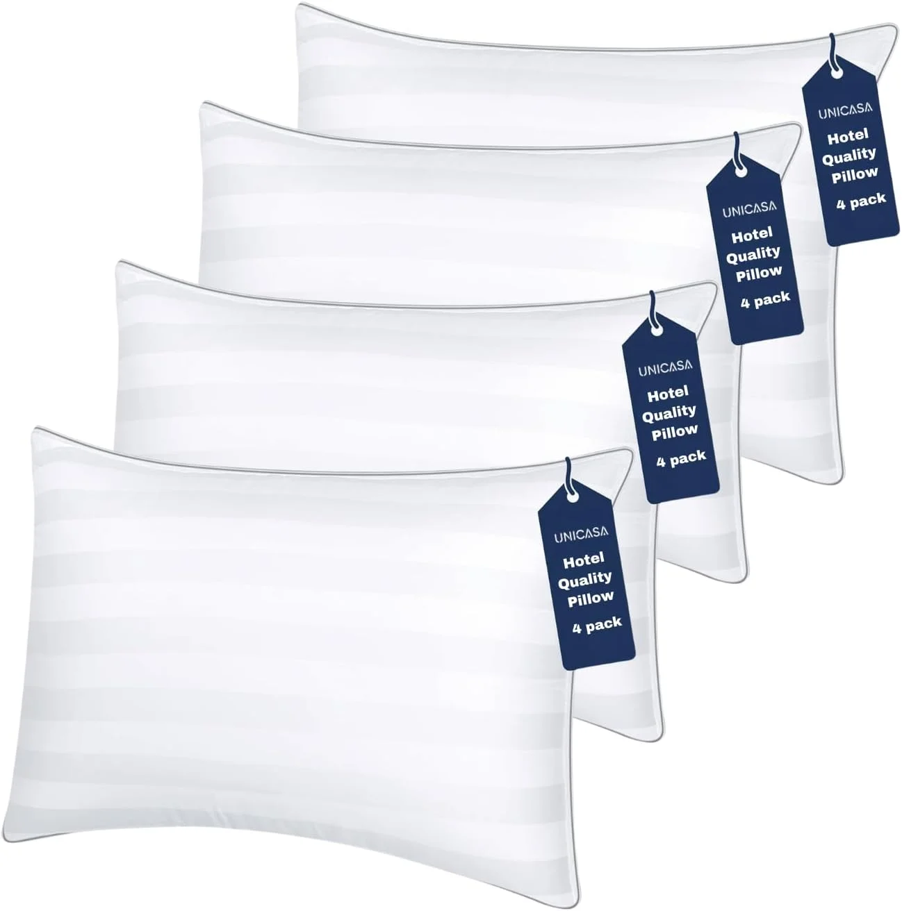 بالش های با کیفیت عالی هتل UNICASA™ (50x75 سانتی متر) - فوق العاده نرم، ضد حساسیت، جایگزین مموری فوم، بالش های لوکس تخت خواب برای خواب، تنفس پذیر (بسته 4 عددی)
