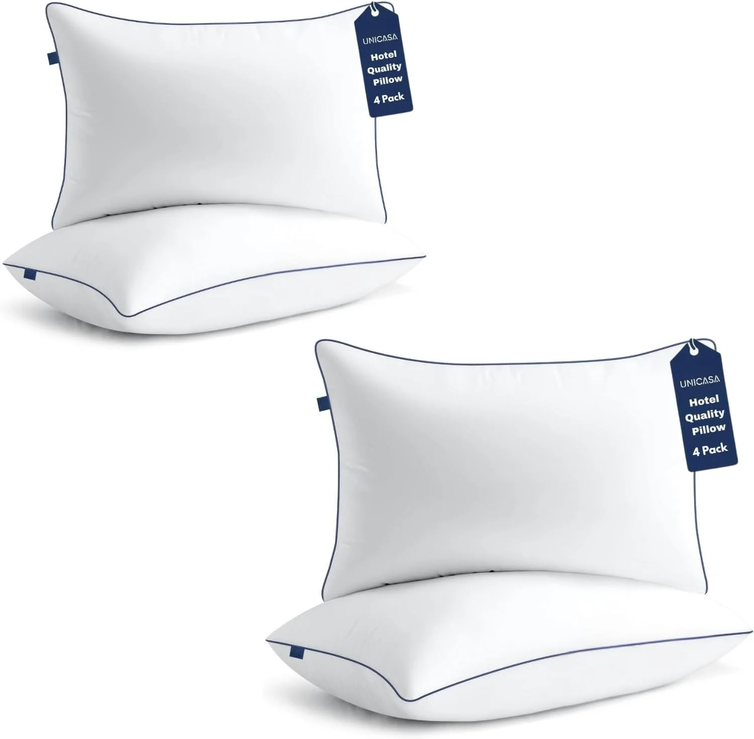 بالش های با کیفیت هتل ممتاز UNICASA (50x75 سانتی متر) - فوق العاده نرم، بالش های ضد حساسیت با الیاف میکروفیبر 7D، کاهش دهنده درد گردن