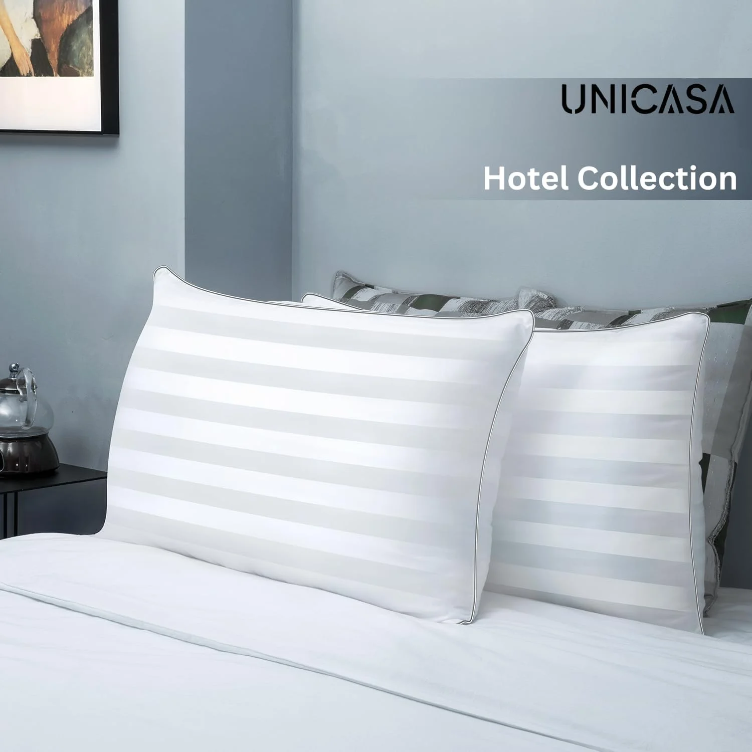 بالش های با کیفیت عالی هتل UNICASA™ (50x75 سانتی متر) - فوق العاده نرم، ضد حساسیت، جایگزین مموری فوم، بالش های لوکس تخت خواب برای خواب، تنفس پذیر (بسته 4 عددی)