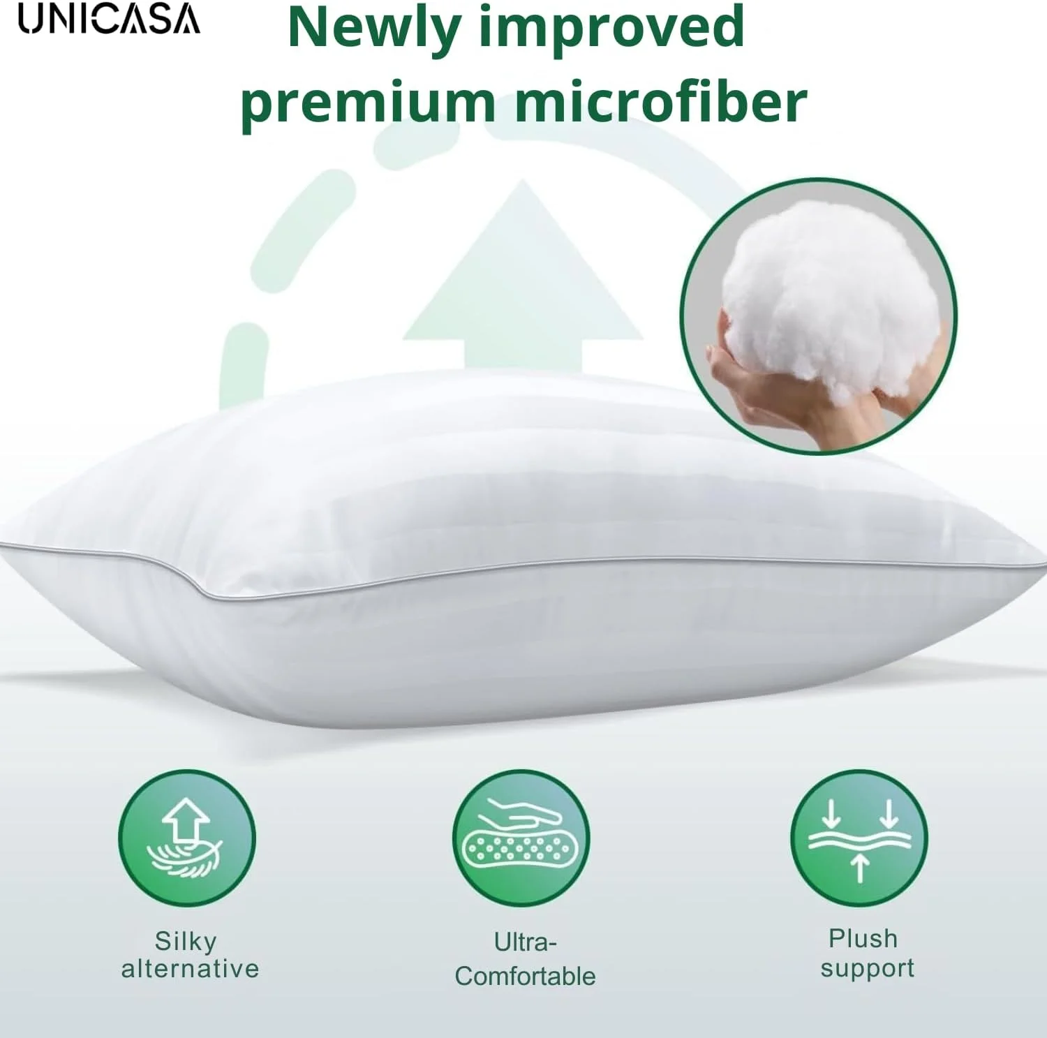 بالش های با کیفیت عالی هتل UNICASA™ (50x75 سانتی متر) - فوق العاده نرم، ضد حساسیت، جایگزین مموری فوم، بالش های لوکس تخت خواب برای خواب، تنفس پذیر (بسته 4 عددی)