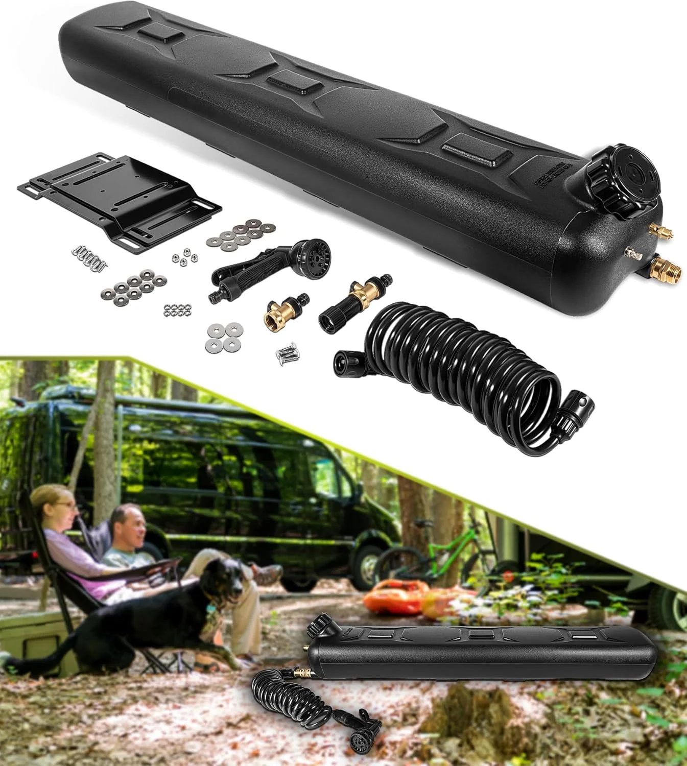 مخزن آب تحت فشار قابل حمل 30 لیتری برای دوش کمپینگ، دوش باربند، سفرهای طولانی، ذخیره آب و فعالیت های فضای باز - پایه باربند سقفی برای کامیون ها و خودروهای آفرود مخزن آب تحت فشار قابل حمل 30 لیتری برای دوش کمپینگ، دوش باربند، سفرهای طولانی، ذخیره آب و فعالیت های فضای باز - پایه باربند سقفی برای کامیون ها و خودروهای آفرود