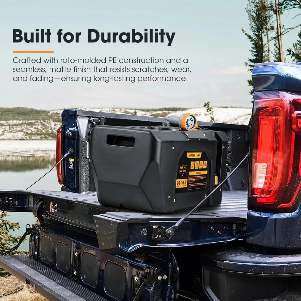 مخزن آب برقی قابل حمل SanHima با ظرفیت 25 لیتر، سر دوش جمع شونده با 10 حالت اسپری، باتری لیتیومی 2000 میلی آمپر ساعتی، کارواش پرفشار برای باغ، دوش کمپینگ و شستشوی حیوانات خانگی