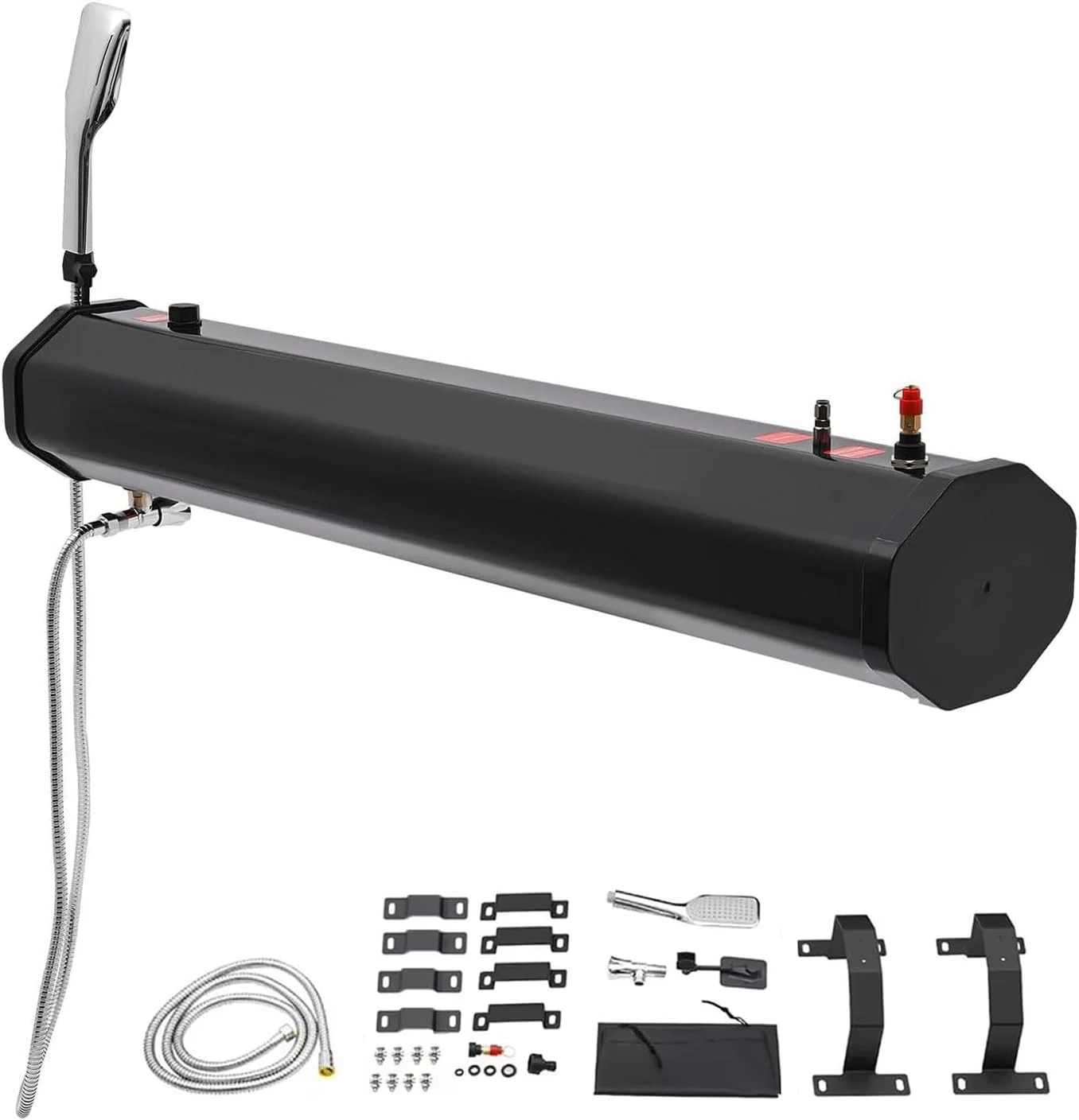 مخزن آب قابل حمل 18 لیتری برای خودروها، دوش باربند، خودفشار (1.6 بار)، PVC+ABS مقاوم، برای دوش های فضای باز، شستشوی حیوانات خانگی و تجهیزات مخزن آب قابل حمل 18 لیتری برای خودروها، دوش باربند، خودفشار (1.6 بار)، PVC+ABS مقاوم، برای دوش های فضای باز، شستشوی حیوانات خانگی و تجهیزات