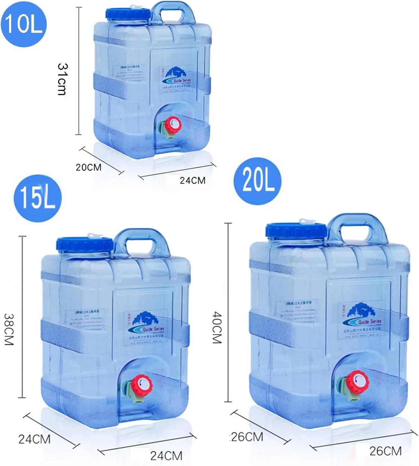 مخازن ذخیره آب - مخزن آب | مخزن آب پلاستیکی | قابل حمل 10L 15L 20L اختیاری | داخلی و خارجی (رنگ: آبی، اندازه: 20 لیتر)