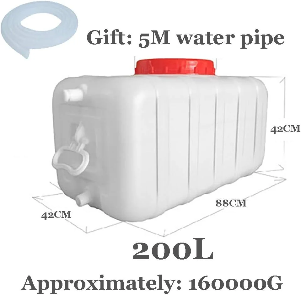 مخزن ذخیره آب خانگی افقی مستطیلی، مخزن ذخیره آب قابل حمل برای کمپینگ و فضای باز، دارای درب و شیر (اندازه: 200 لیتر) مخزن ذخیره آب خانگی افقی مستطیلی، مخزن ذخیره آب قابل حمل برای کمپینگ و فضای باز، دارای درب و شیر (اندازه: 200 لیتر)