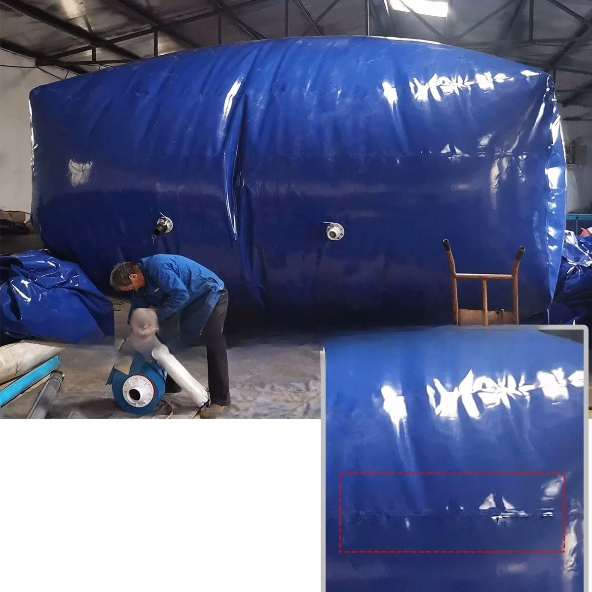 مخزن آب استخر فریمی، مثانه ذخیره آب، تانک های مثانه آب، آب انبار پلاستیکی آبی برای ذخیره آب تریلر کمپینگ/جزئیات خودرو (5000 لیتر/2.5X2X1 متر)