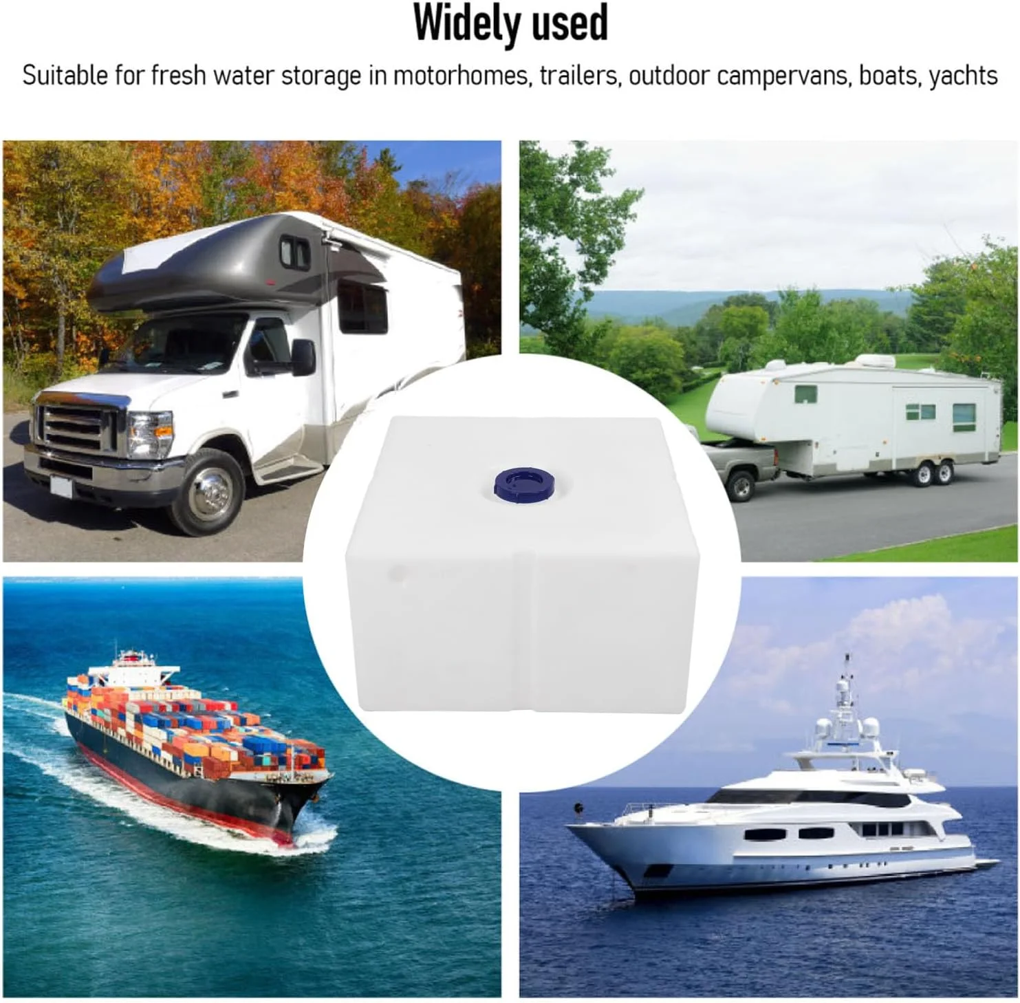 مخزن آب تریلر، 645 X 645 X 370 میلیمتر مخزن آب RV درجه غذایی LLDPE با ظرفیت 150 لیتر، ضد نشت، افقی، مناسب قایق و کشتی تفریحی مخزن آب تریلر، 645 X 645 X 370 میلیمتر مخزن آب RV درجه غذایی LLDPE با ظرفیت 150 لیتر، ضد نشت، افقی، مناسب قایق و کشتی تفریحی