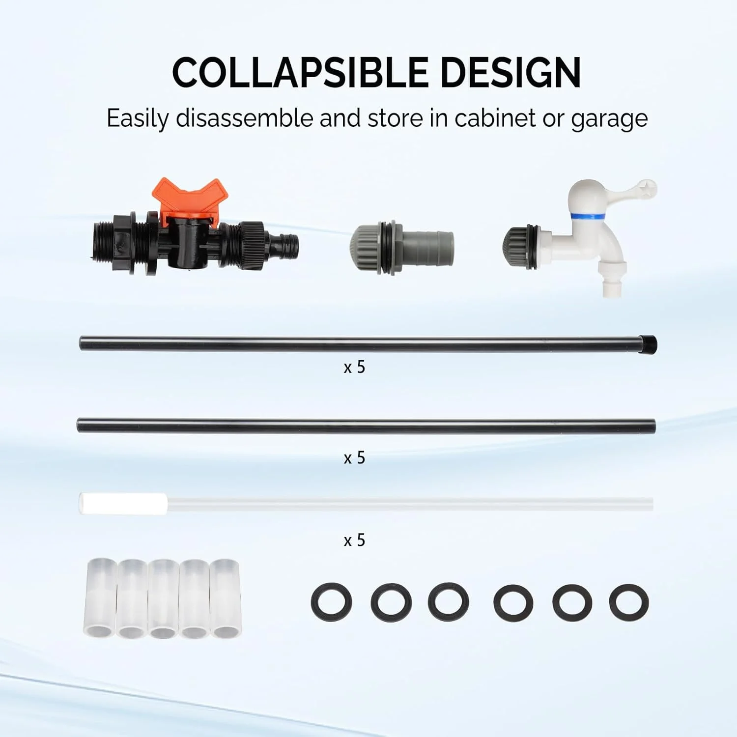 مخزن تاشو جمع آوری آب باران VINGLI با ظرفیت 250 لیتر، تانک قابل حمل ذخیره آب، سیستم جمع آوری آب باران، مخزن جمع آوری آب با فیلتر و شیر تخلیه