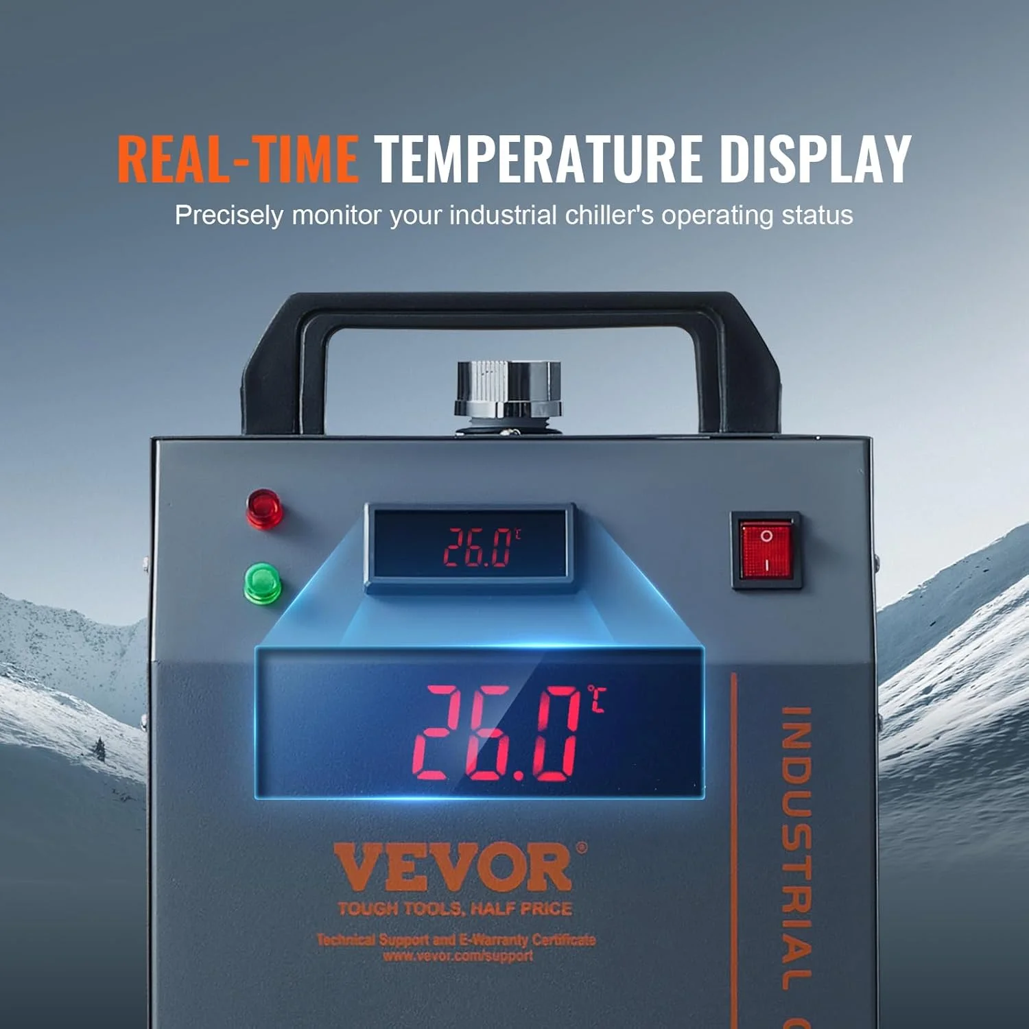 خنک کننده آبی صنعتی VEVOR CW-3000، سیستم خنک کننده با مخزن آب 12 لیتری، حداکثر نرخ جریان 12 لیتر در دقیقه، برای دستگاه های حکاکی و برش