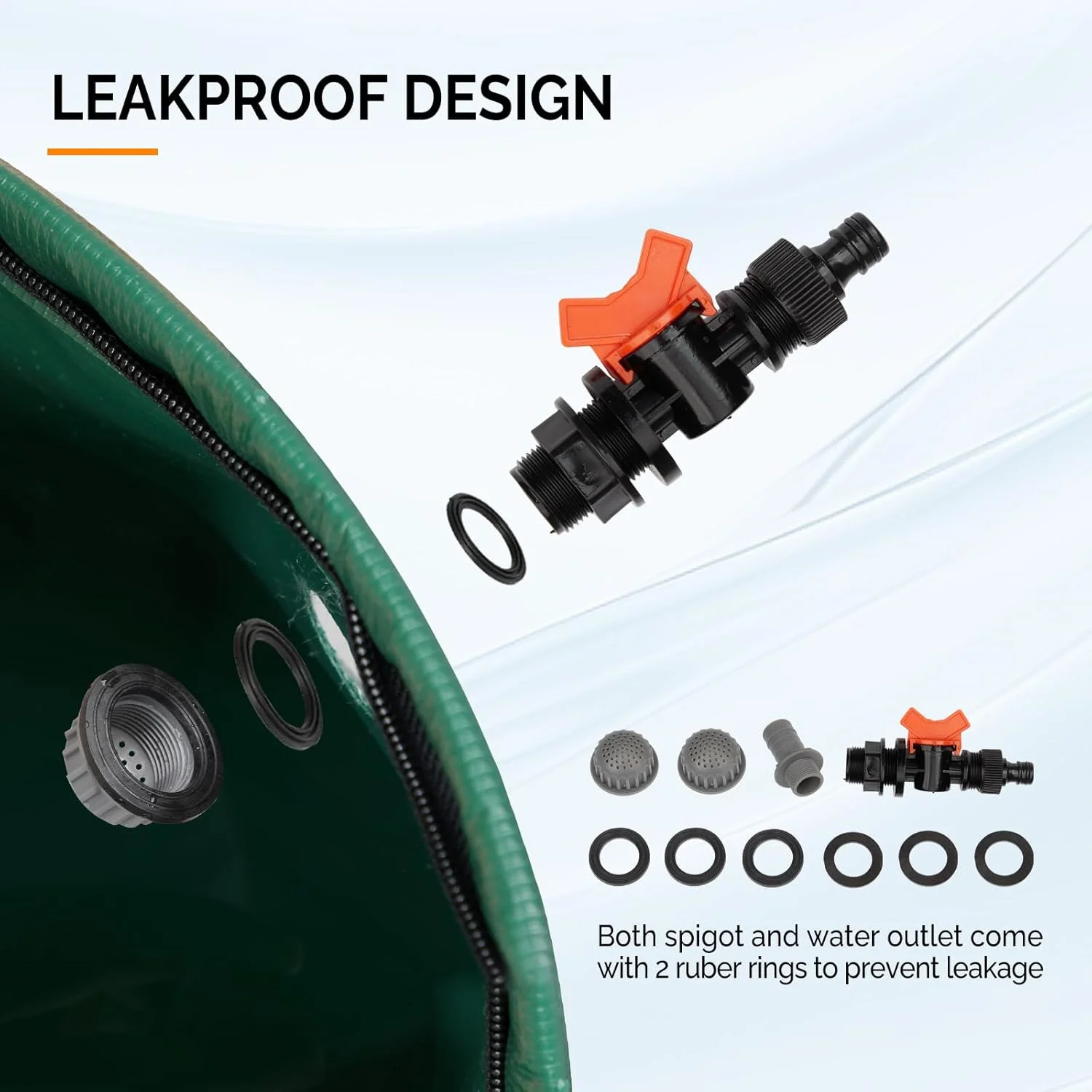 مخزن تاشو جمع آوری آب باران VINGLI با ظرفیت 250 لیتر، تانک قابل حمل ذخیره آب، سیستم جمع آوری آب باران، مخزن جمع آوری آب با فیلتر و شیر تخلیه