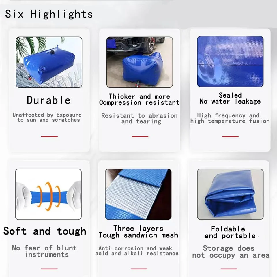 مخزن آب تاشو 1000 لیتری با شیر، مناسب کمپینگ، کاروان، مقاومت در برابر خشکسالی، پیشگیری از آتش سوزی و آب اضطراری