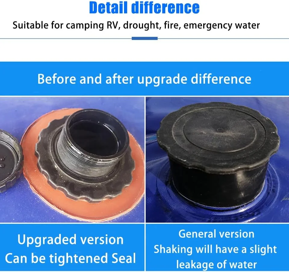 مخزن آب تاشو 1000 لیتری با شیر، مناسب کمپینگ، کاروان، مقاومت در برابر خشکسالی، پیشگیری از آتش سوزی و آب اضطراری