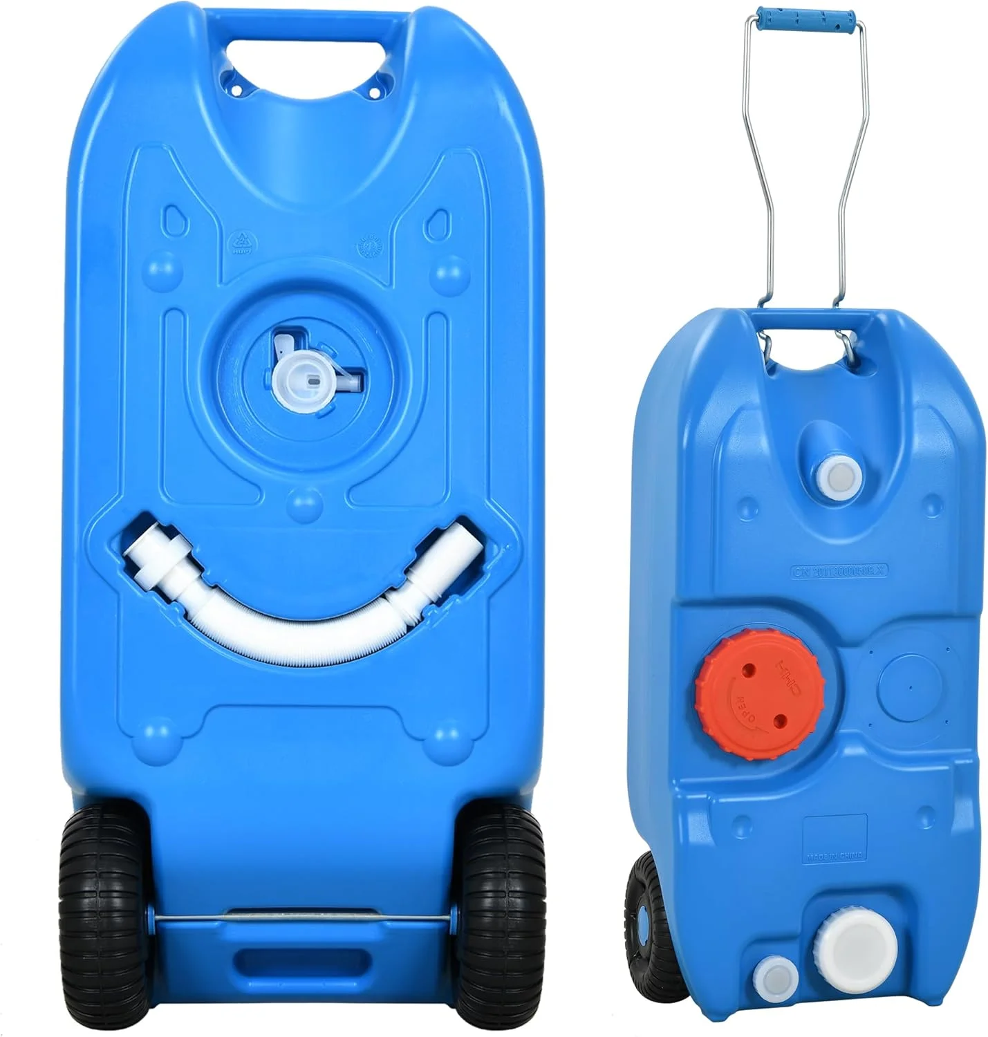 مخزن آب قابل حمل 40 لیتری YITAMOTOR با دسته محکم، مخزن بدون بو برای کمپر با چرخ های بزرگ، مخزن نگهداری آب قابل حمل با درگاه های پر کردن و تخلیه برای مدیریت کارآمد آب، آبی