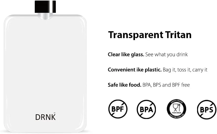DRNK Tritan - مناسب باشگاه، کار و سفر | بطری آب مدرن، باریک و جمع و جور برای کیف | دارای روکش عایق | ضد نشت | فاقد BPA | 500 میلی لیتر [صورتی]