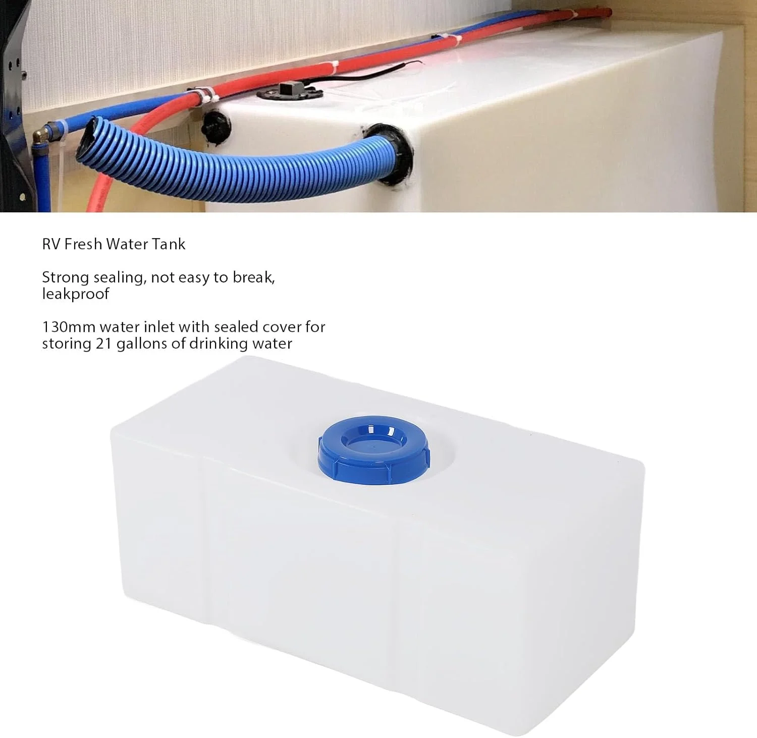 مخزن آب RV، مخازن ذخیره آب با طراحی بدون درز LLDPE با ورودی 130 میلیمتری، 74.5x35.5x29.5 سانتیمتر، ذخیره آب اضطراری برای RV، قایق و کشتی تفریحی مخزن آب RV، مخازن ذخیره آب با طراحی بدون درز LLDPE با ورودی 130 میلیمتری، 74.5x35.5x29.5 سانتیمتر، ذخیره آب اضطراری برای RV، قایق و کشتی تفریحی