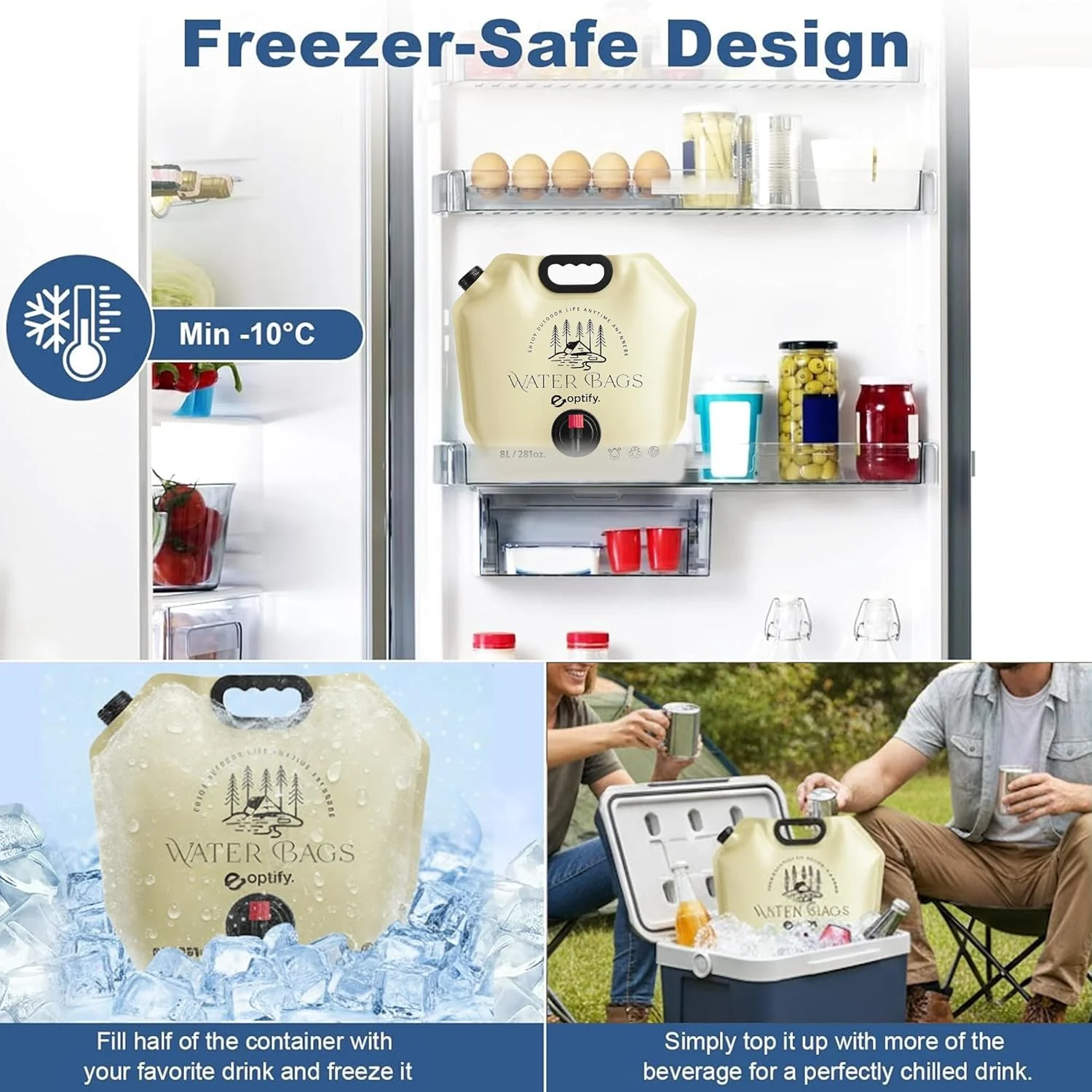 بسته 3 عددی کیسه ذخیره آب، کیسه حمل آب تاشو 8 لیتری برای کمپینگ و کوهنوردی بسته 3 عددی کیسه ذخیره آب، کیسه حمل آب تاشو 8 لیتری برای کمپینگ و کوهنوردی