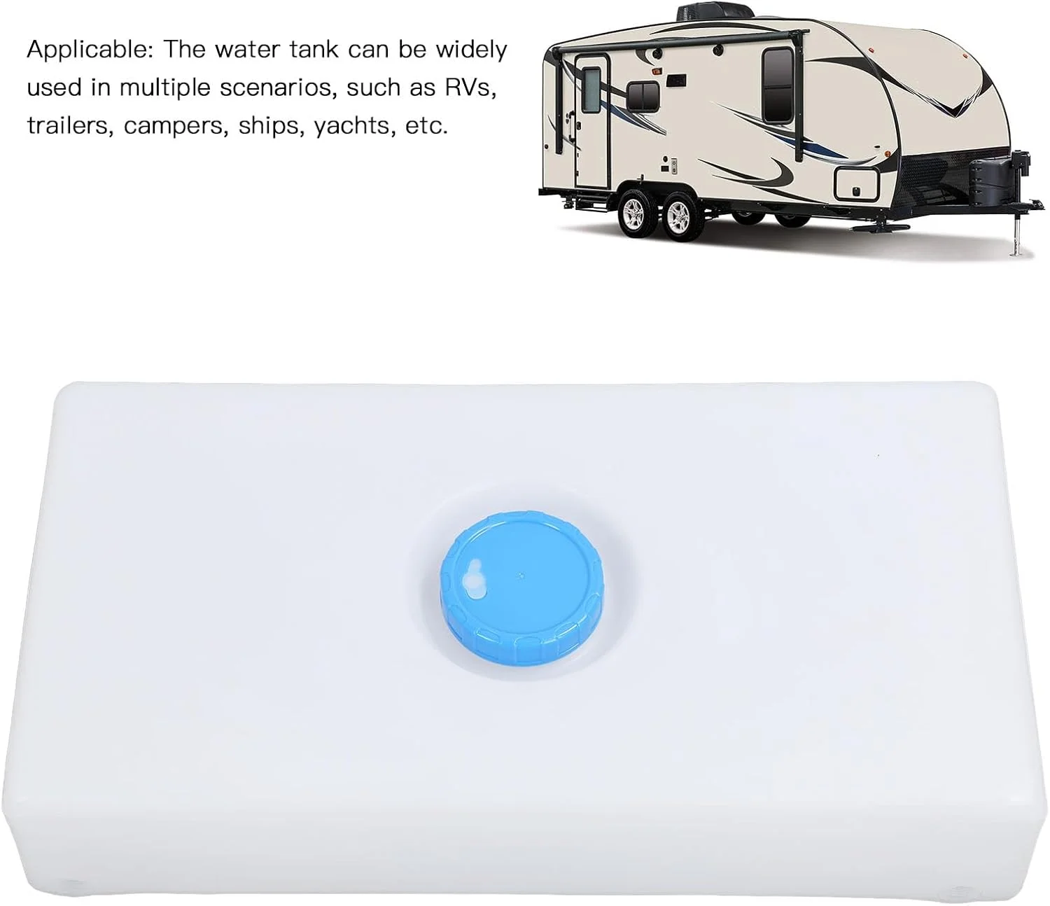 مخزن آب تازه و خاکستری 8 گالنی ضد نشت مناسب خودروهای مسافرتی، دارای ورودی آب 85 میلیمتری، مناسب کامیونهای حمل غذا، تریلرها، خودروهای مسافرتی، قایق تفریحی و قایق مخزن آب تازه و خاکستری 8 گالنی ضد نشت مناسب خودروهای مسافرتی، دارای ورودی آب 85 میلیمتری، مناسب کامیونهای حمل غذا، تریلرها، خودروهای مسافرتی، قایق تفریحی و قایق